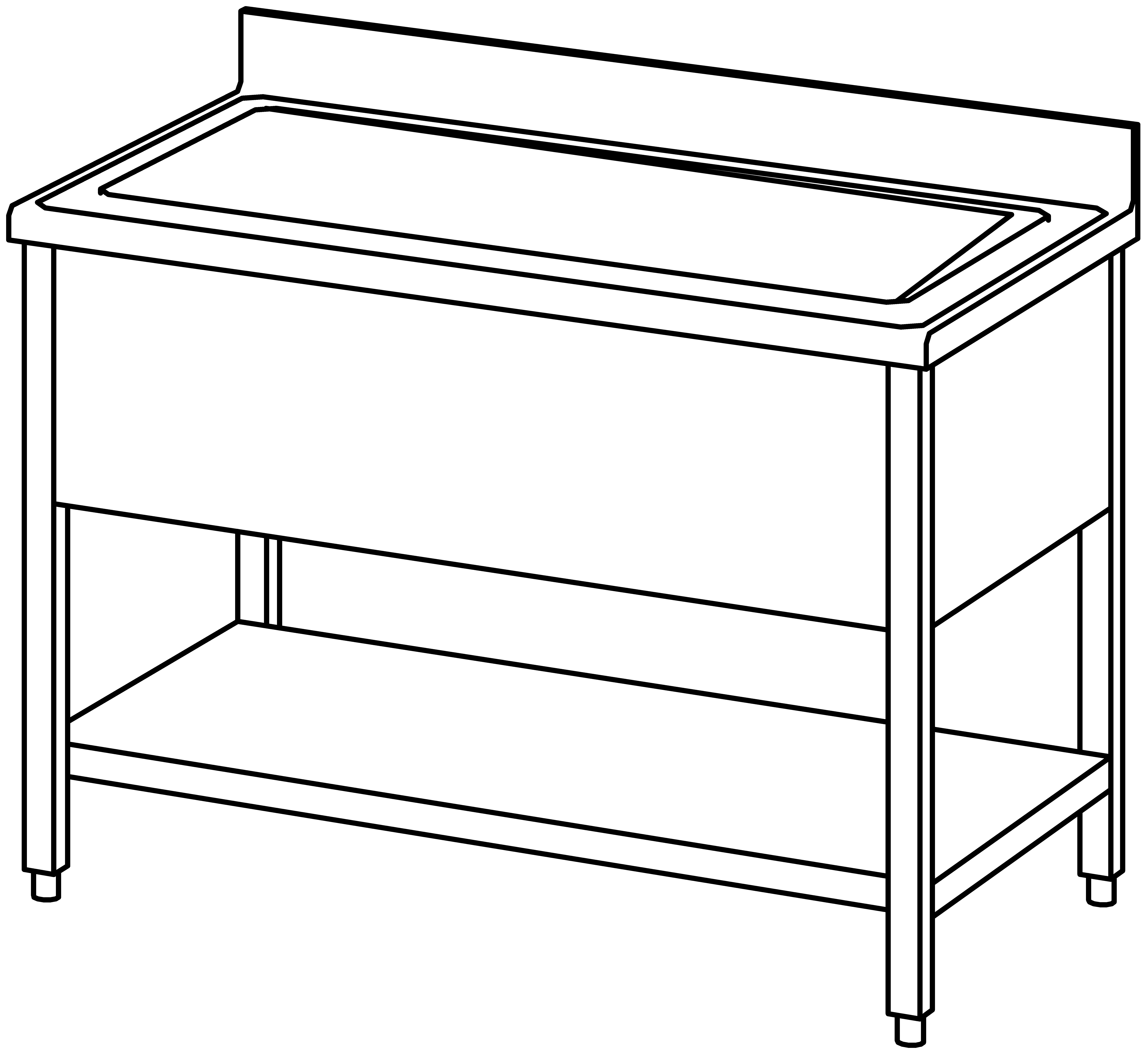 Topfspültisch offen 1200x700, GB, 1 Be.