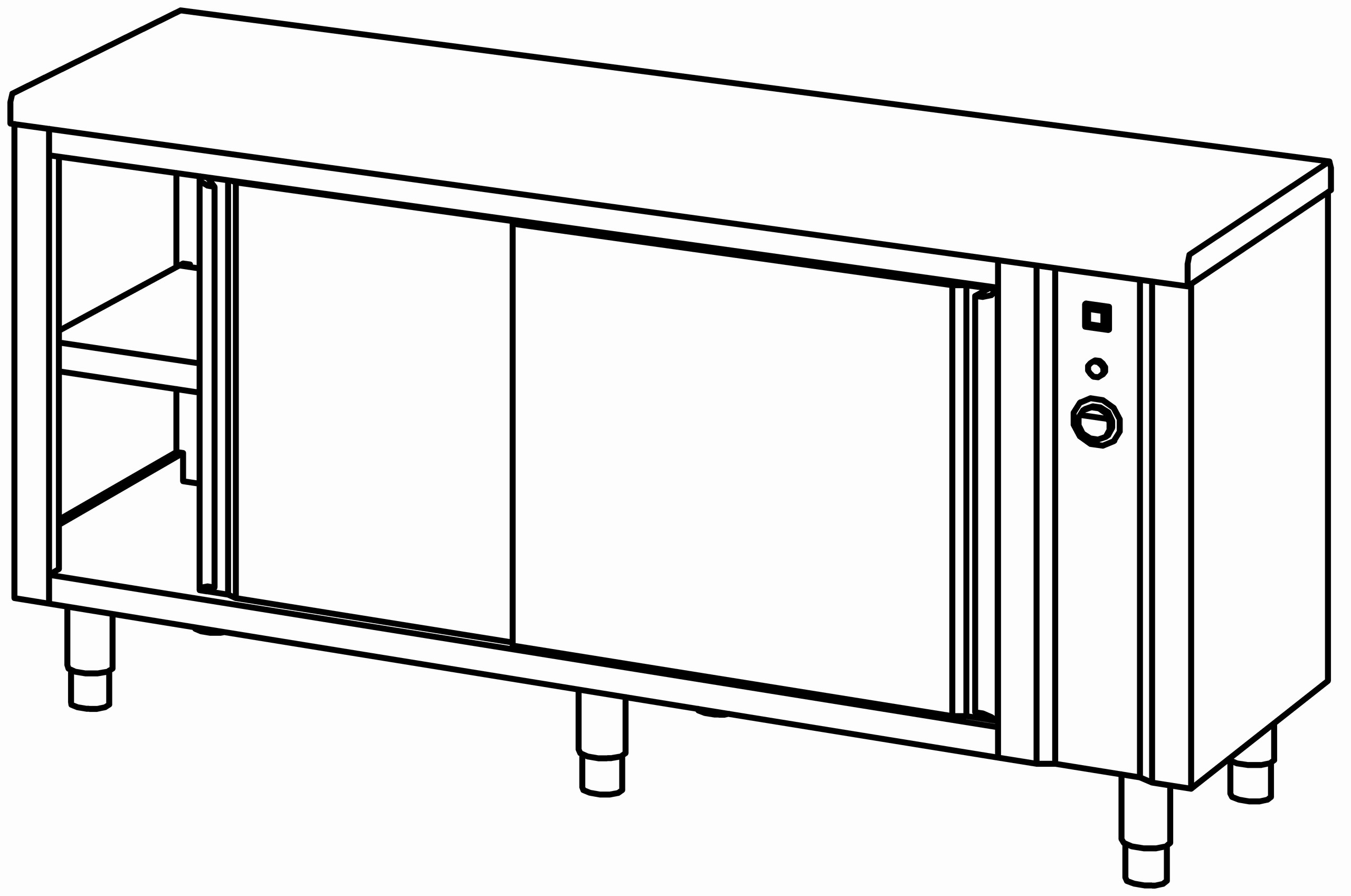 Wärmeschrank 1800x600, beidseitig S-Tür