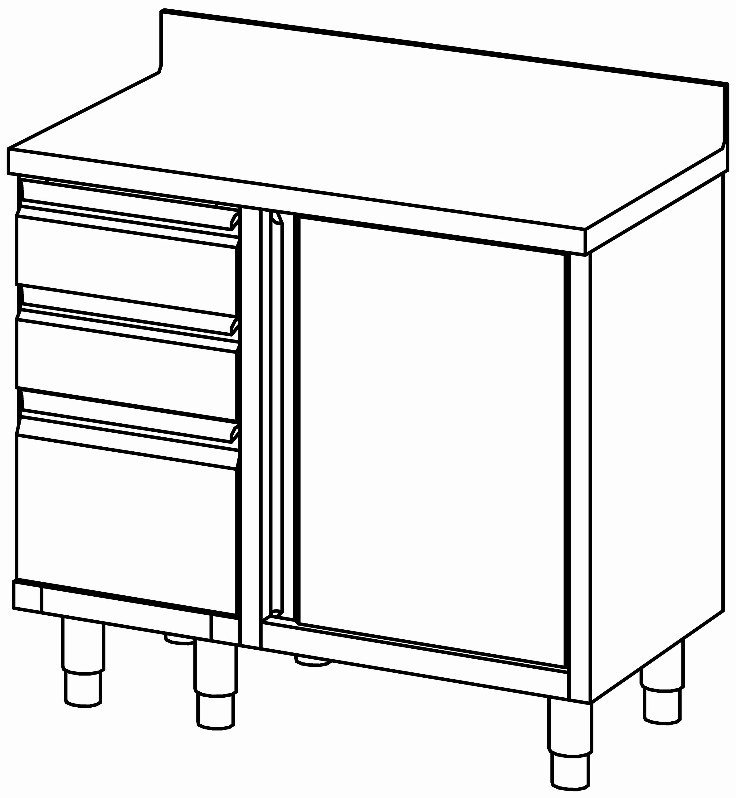 Arbeitsschrank 1000x600, S-Block li, AK