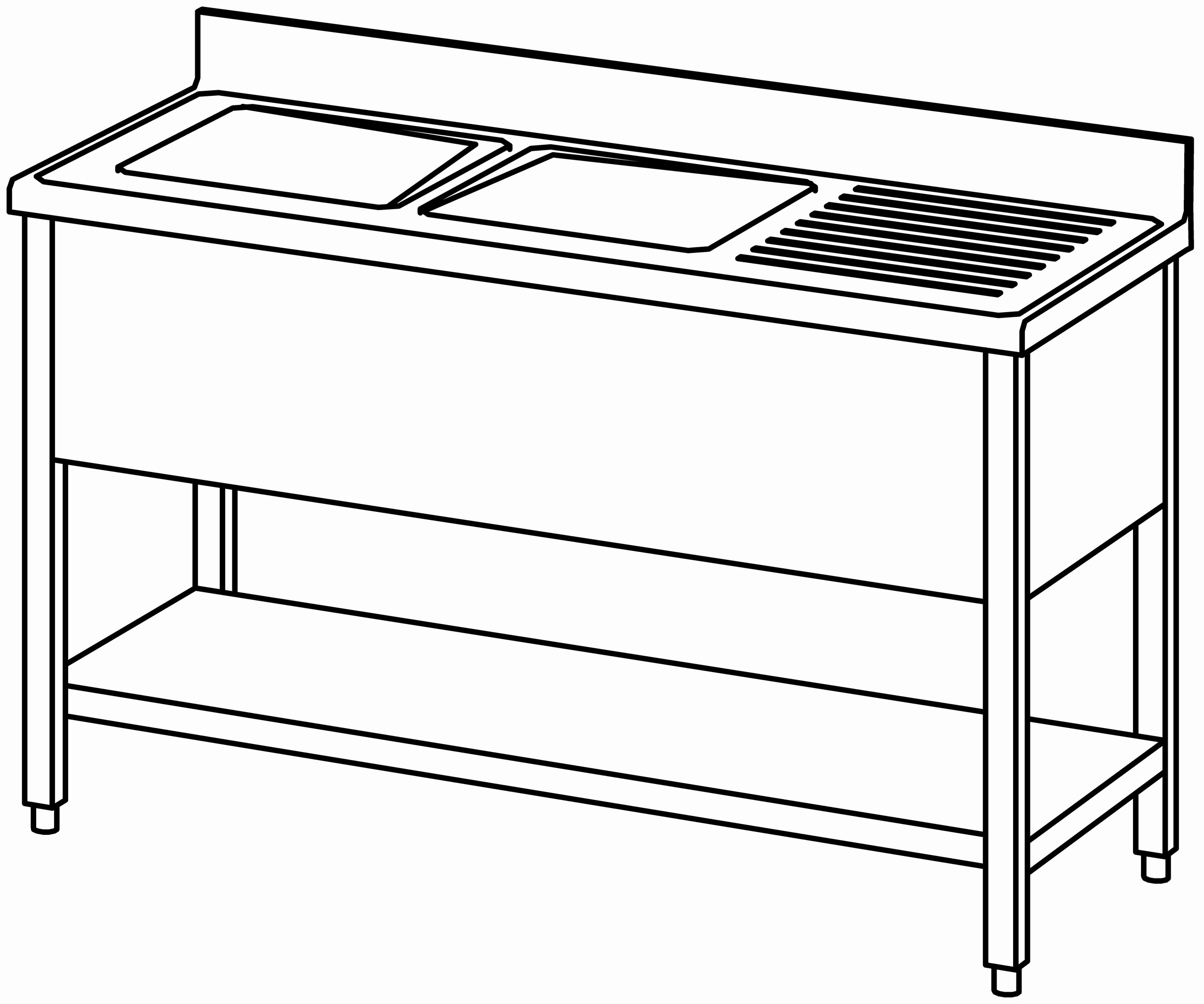 Spültisch offen 1400x600, GB, 2 Becken l