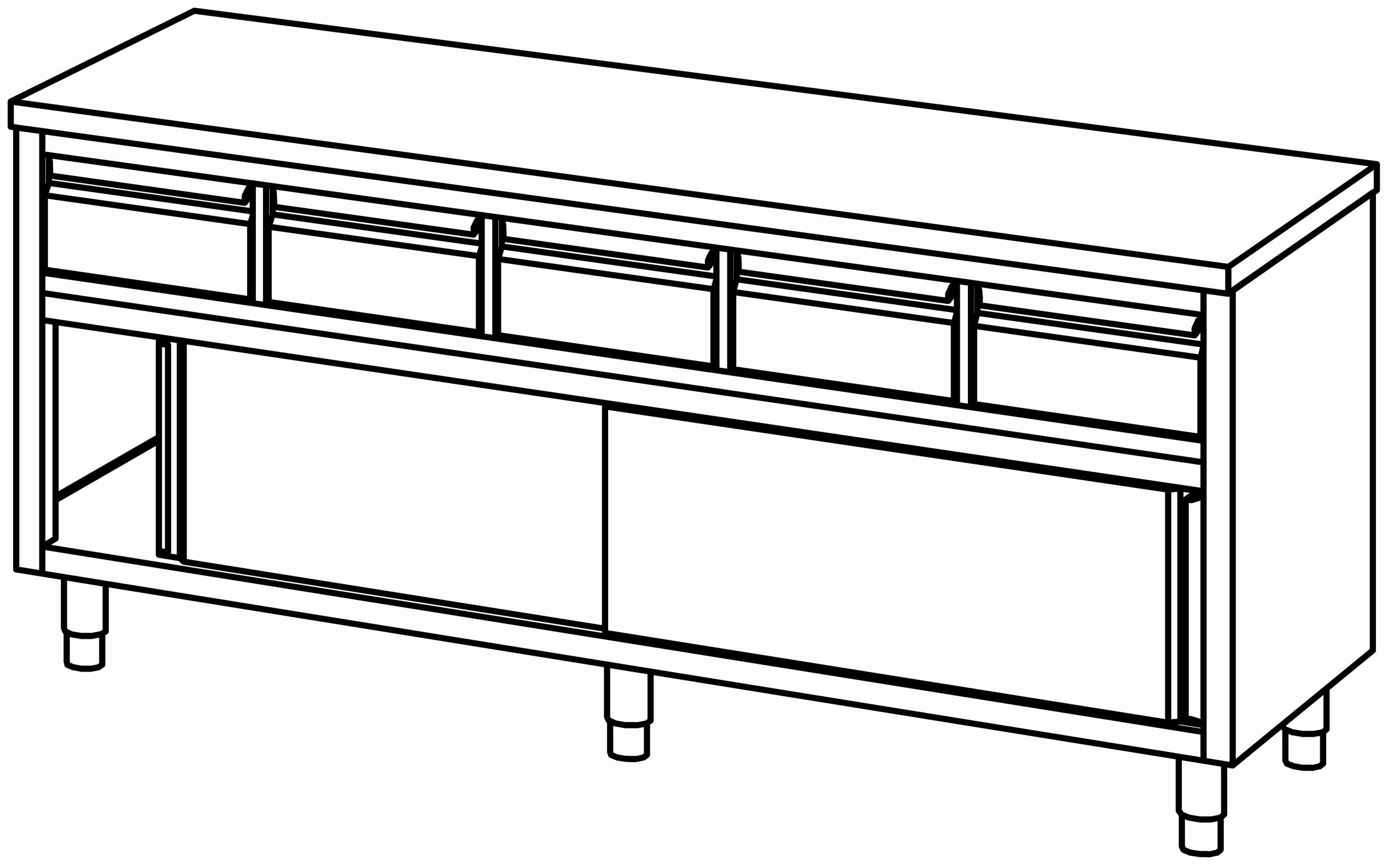 Arbeitsschrank 2000x700, Schublade&S-Tür