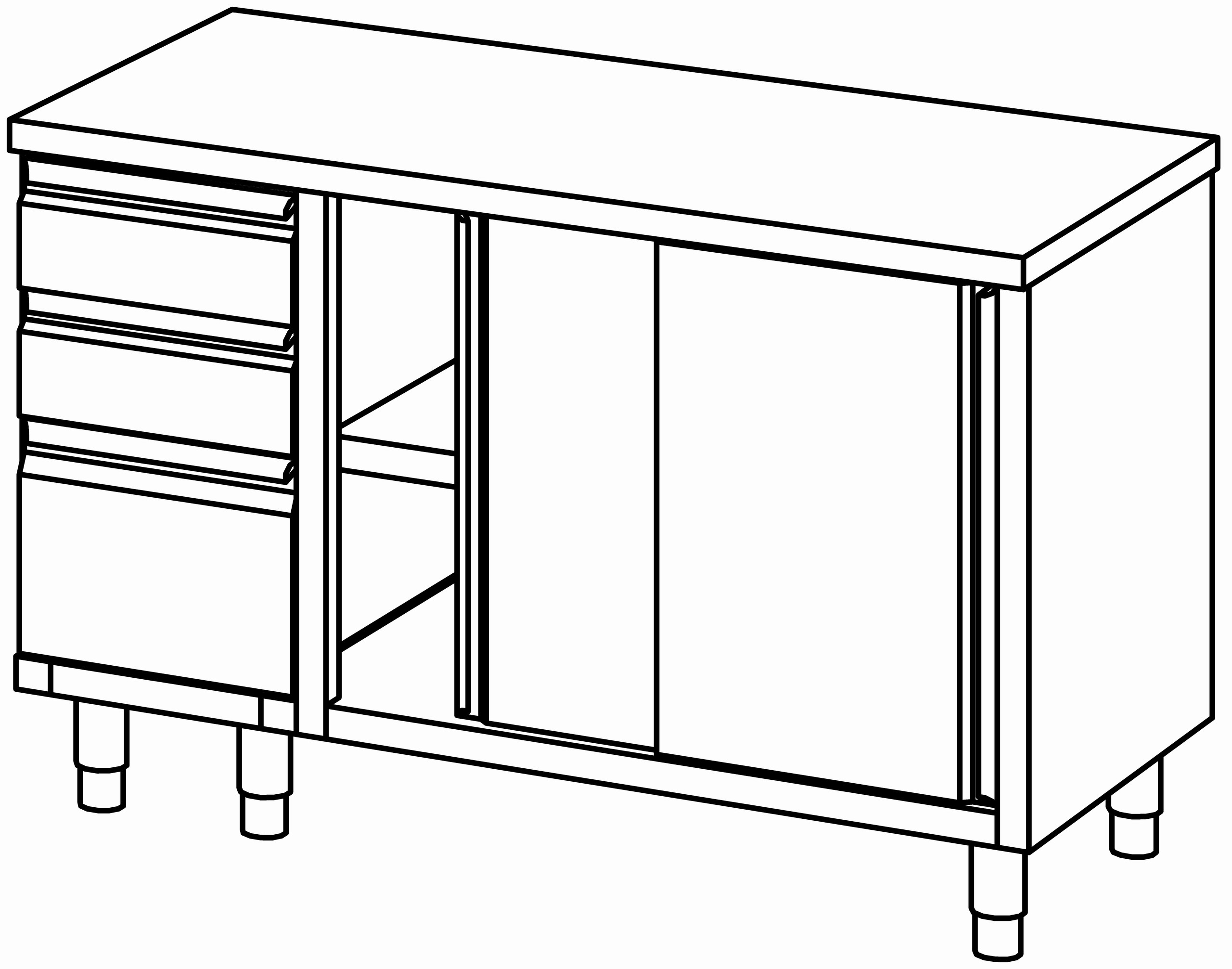 Arbeitsschrank 1400x700, S-Block links