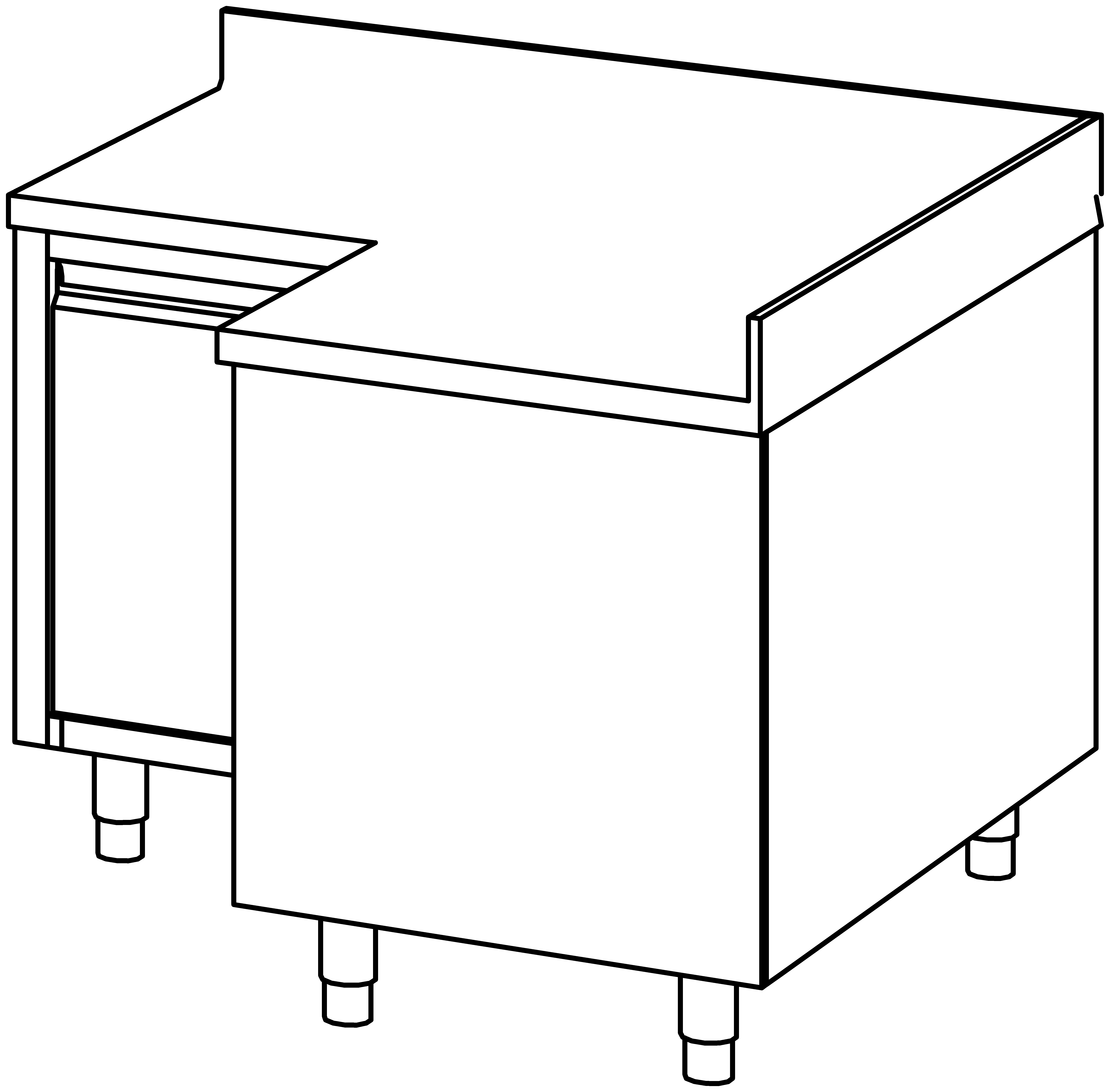 Eckschrank 1200x700, F-Tür, Aufkantung