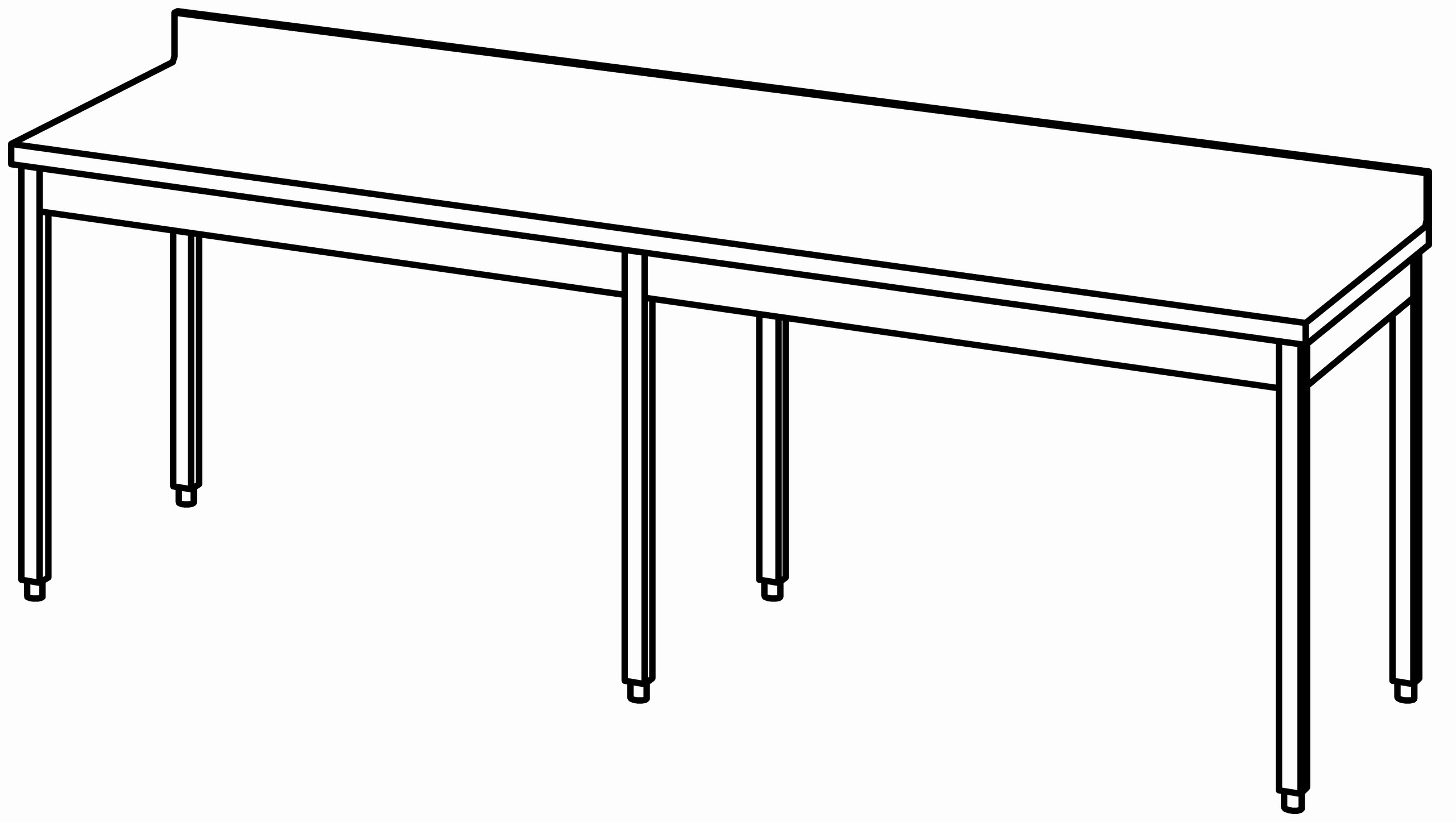 Arbeitstisch 2600x800, mit Aufkantung