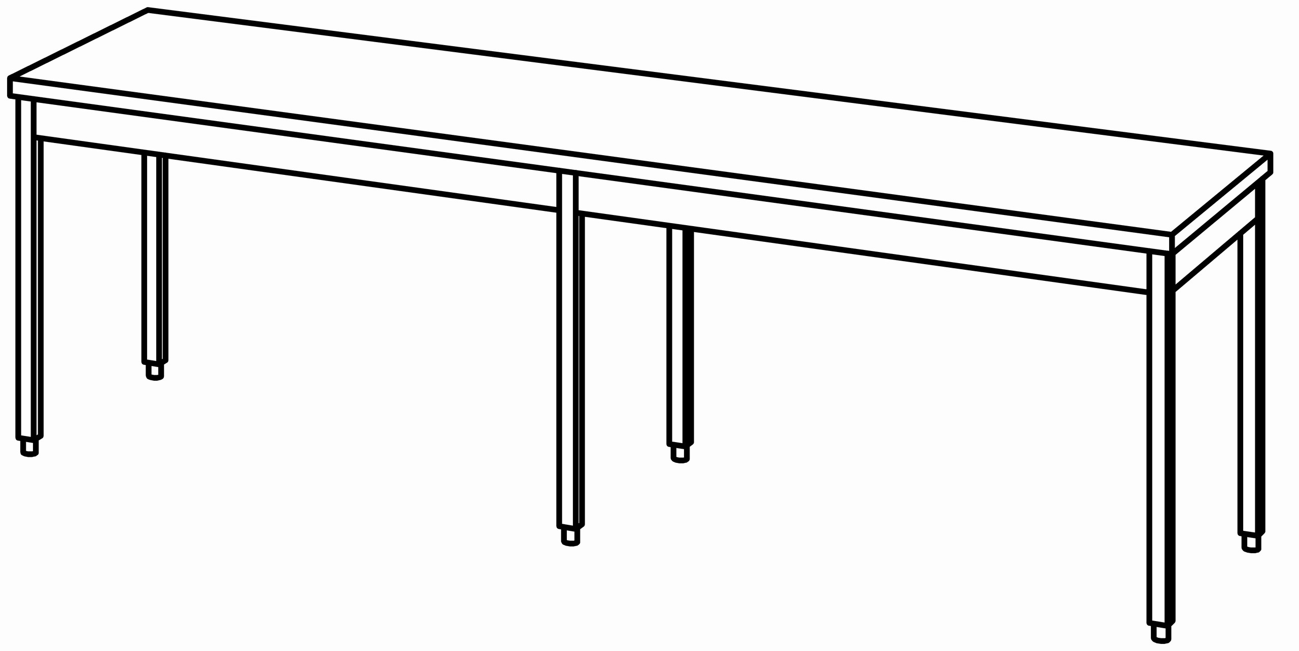 Arbeitstisch 2800x800, ohne Aufkantung