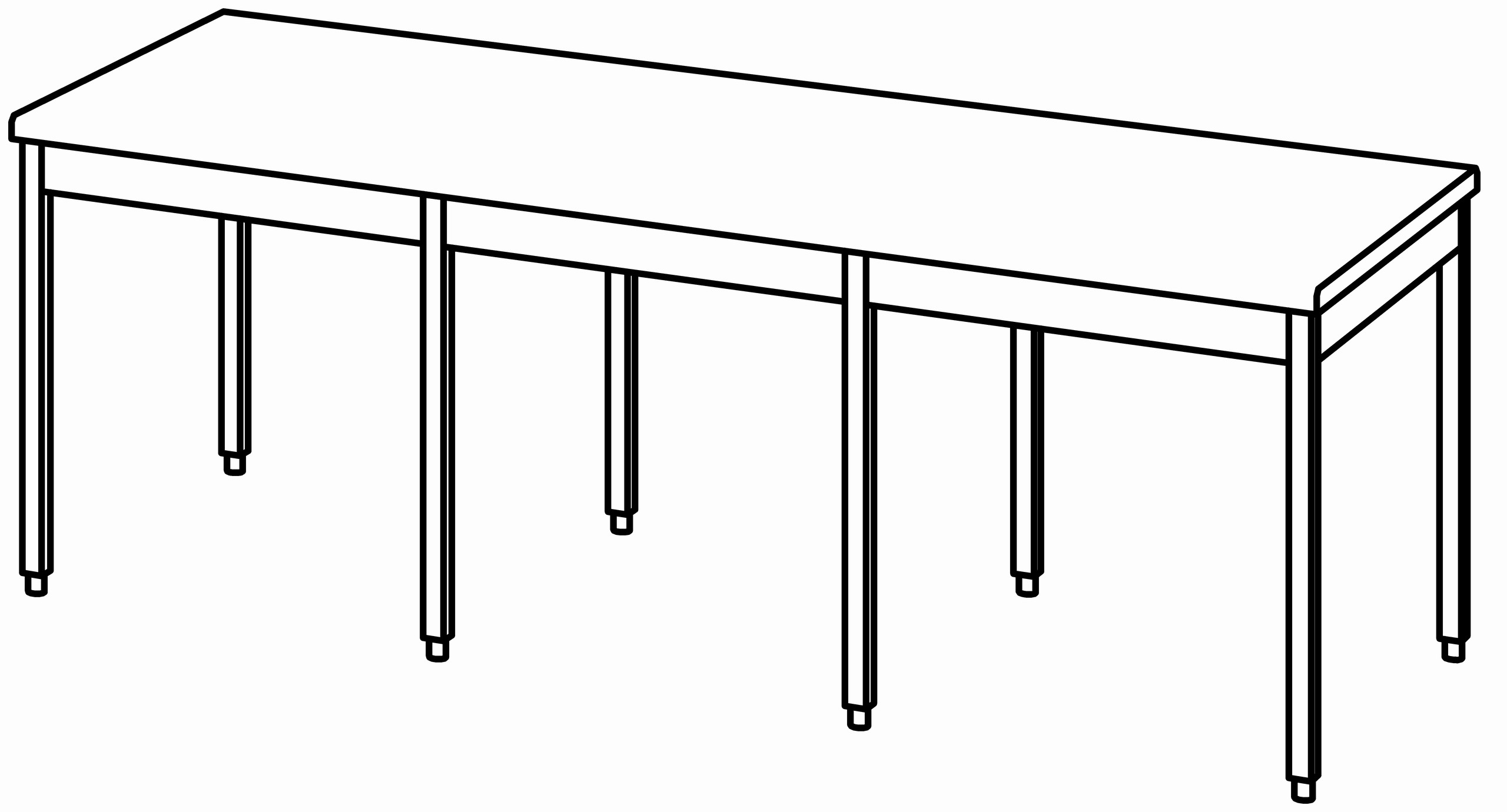 Arbeitstisch 2500x1000, ohne Aufkantung