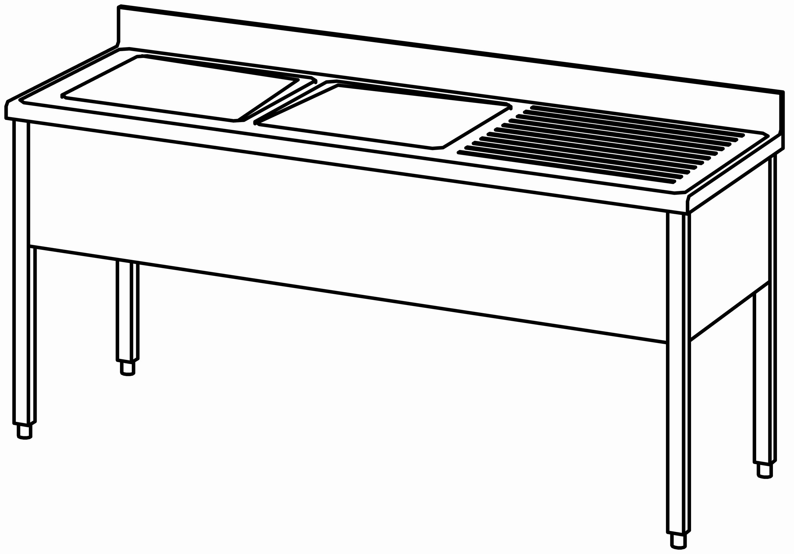 Spültisch offen 1800x700, 2 Becken l
