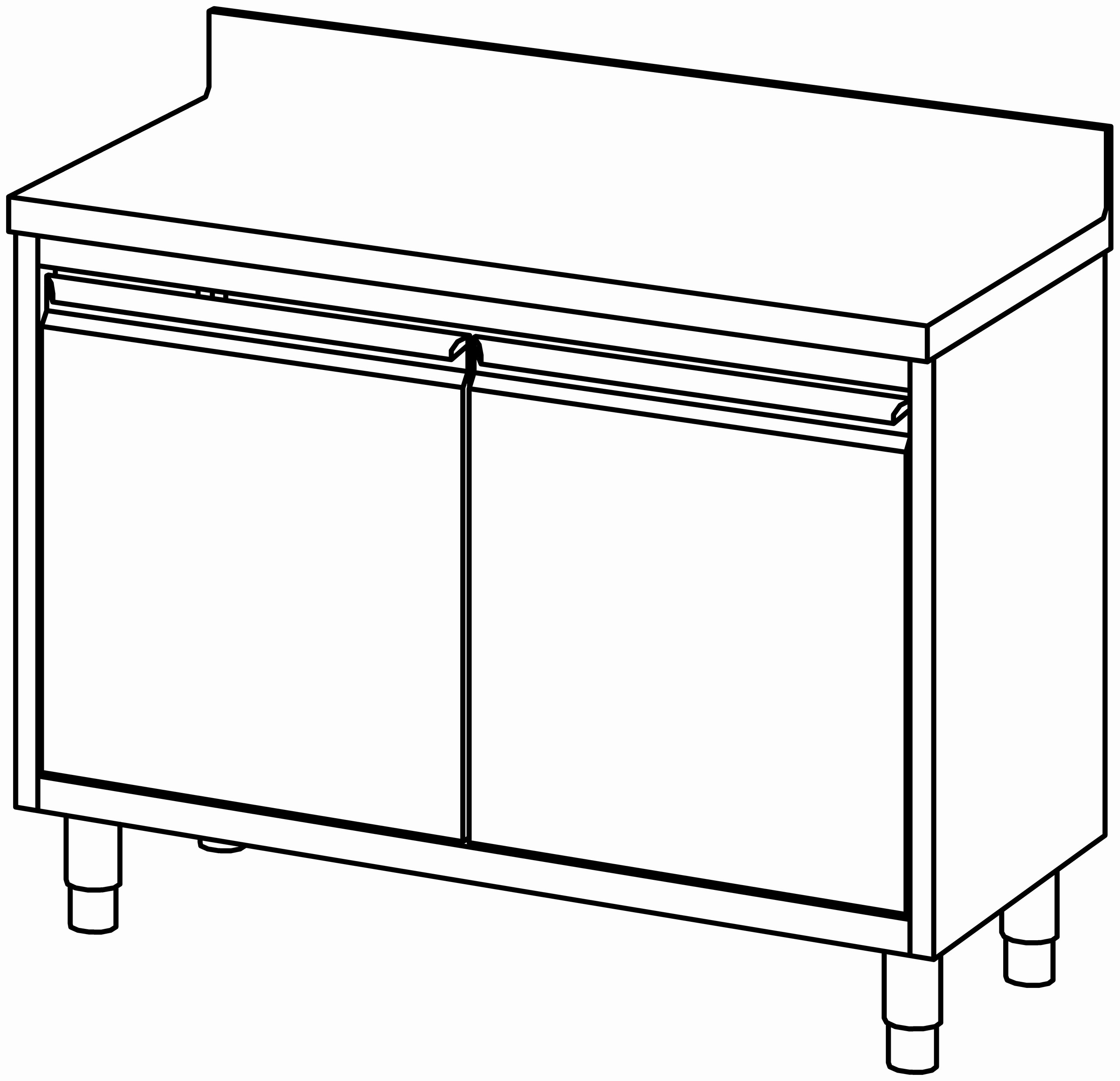 Arbeitsschrank 1200x600, F-Tür, mit AK