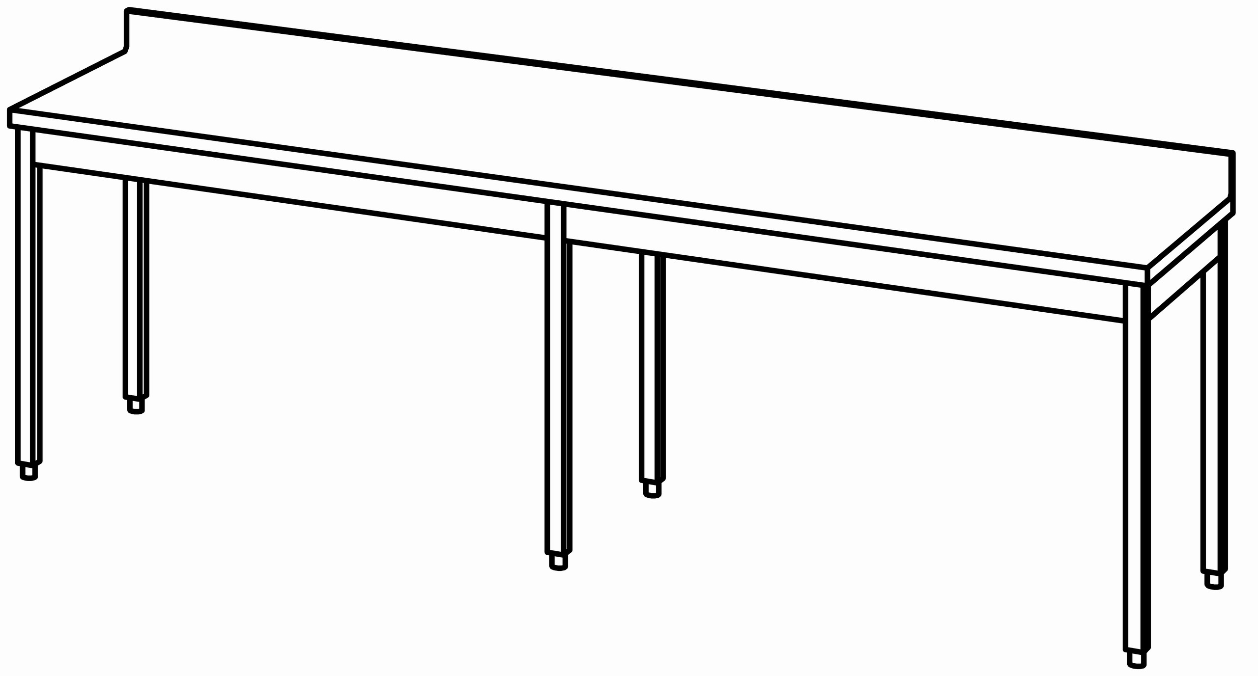 Arbeitstisch 2800x700, mit Aufkantung