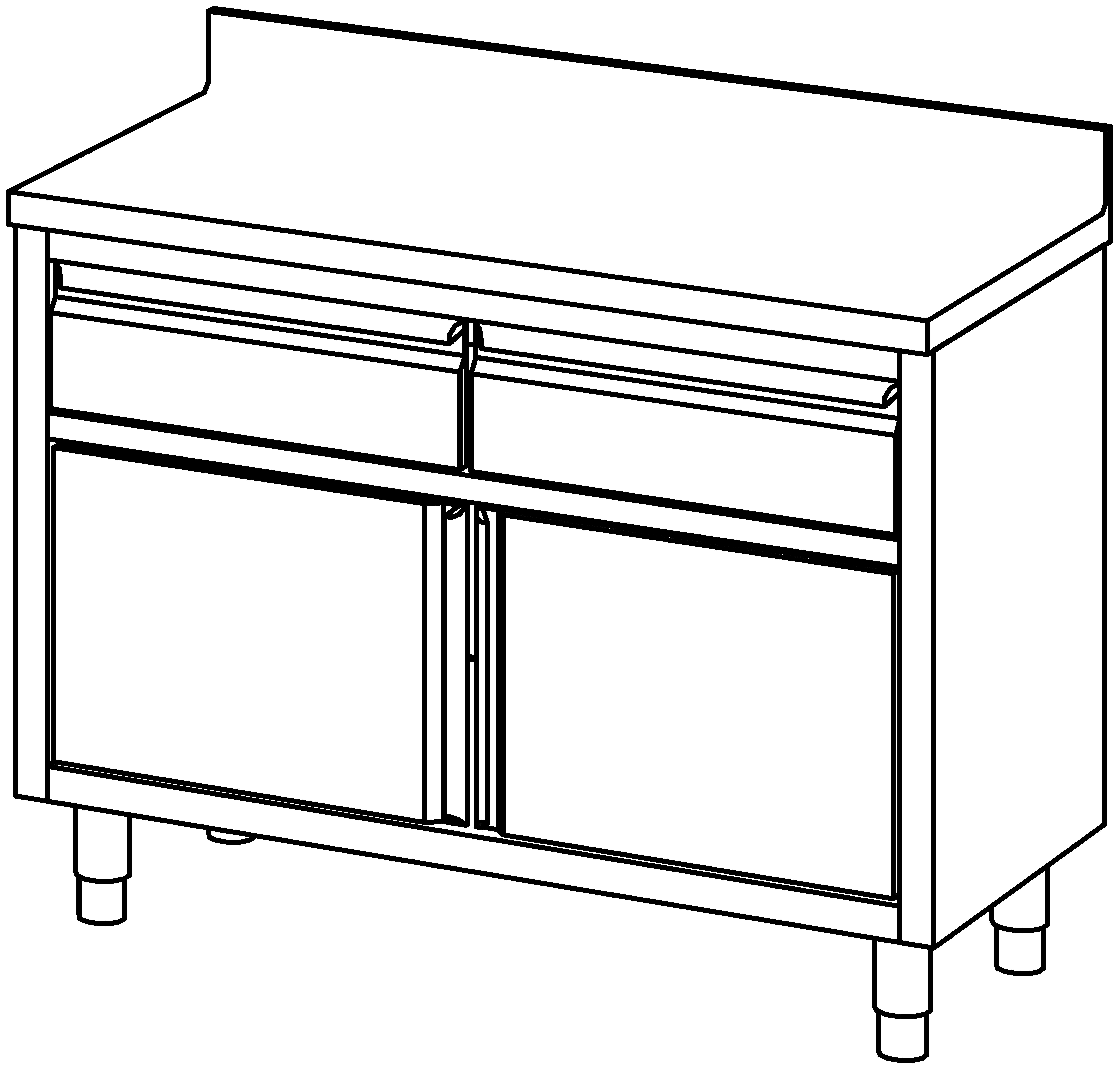 Arbeitsschrank 1200x600, Schub.&F-Tür&AK