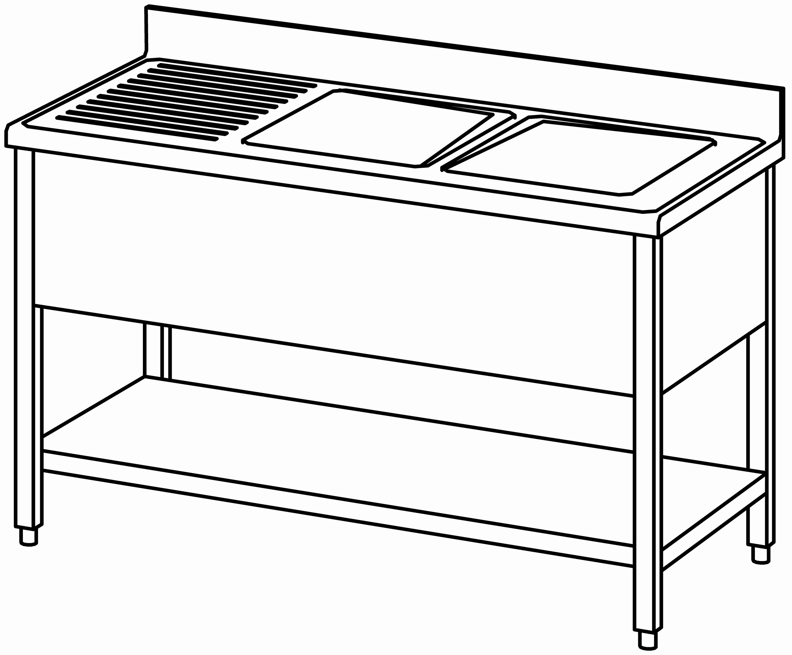 Spültisch offen 1400x700, GB, 2 Becken r