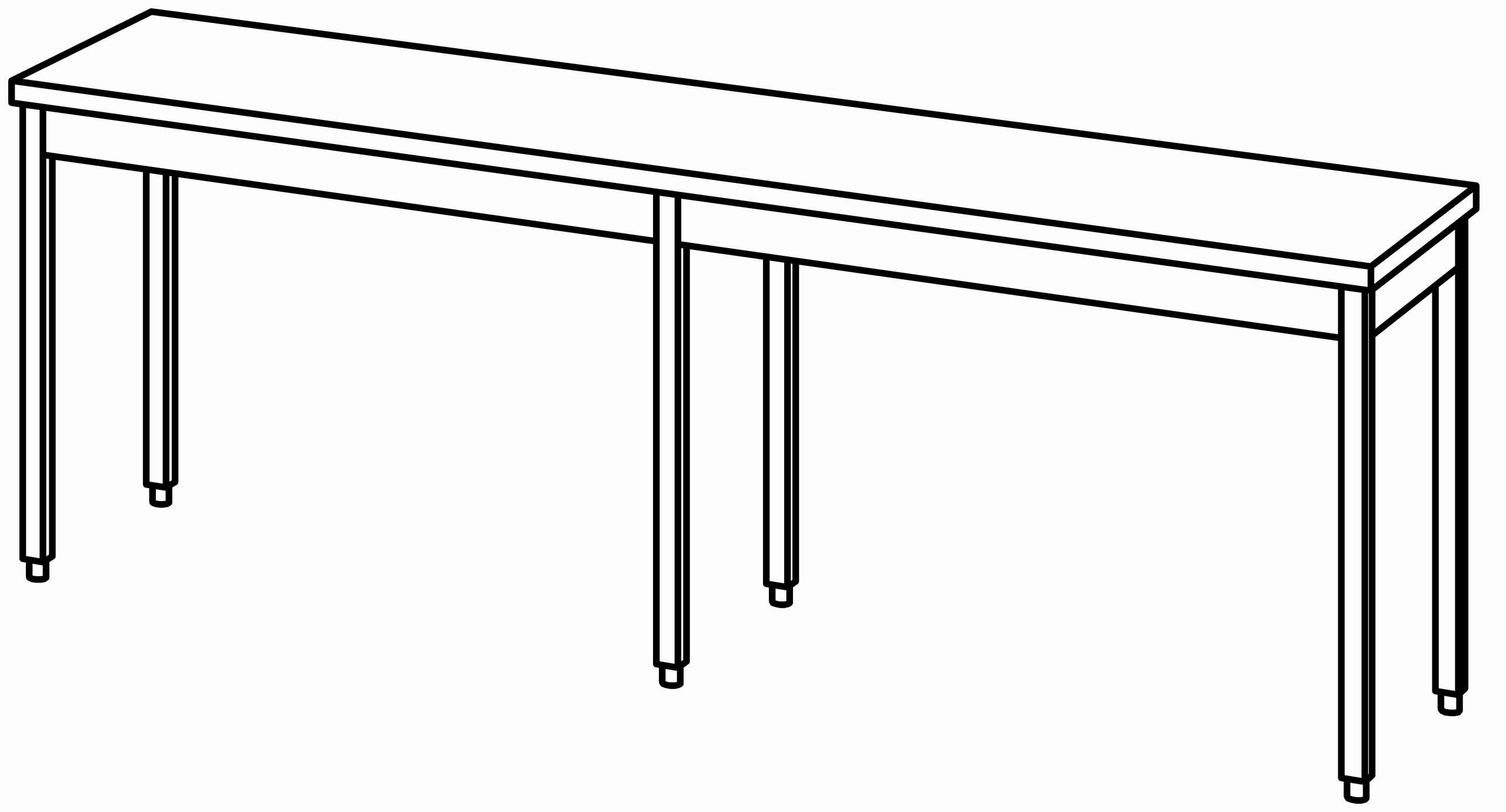 Arbeitstisch 2500x600, ohne Aufkantung