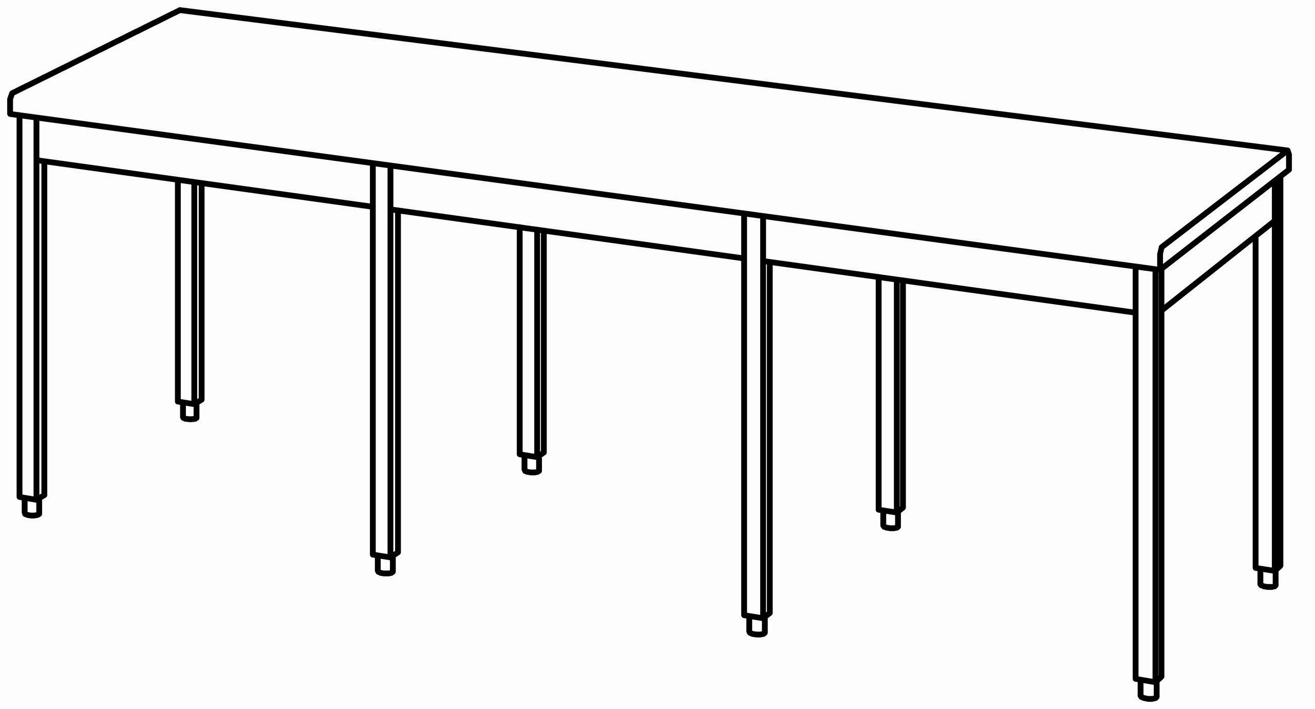 Arbeitstisch 2500x900, ohne Aufkantung