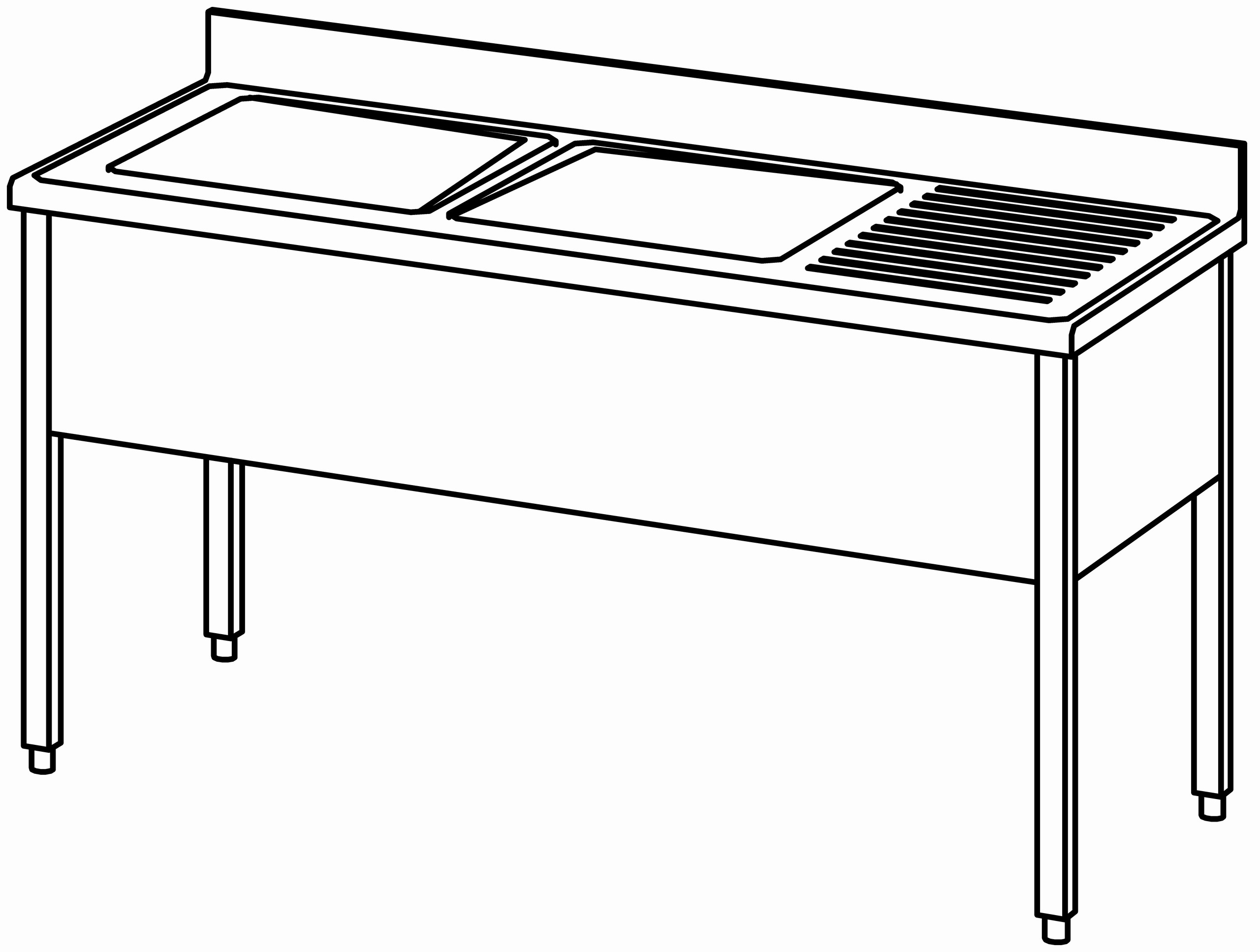 Spültisch offen 1600x700, 2 Becken l