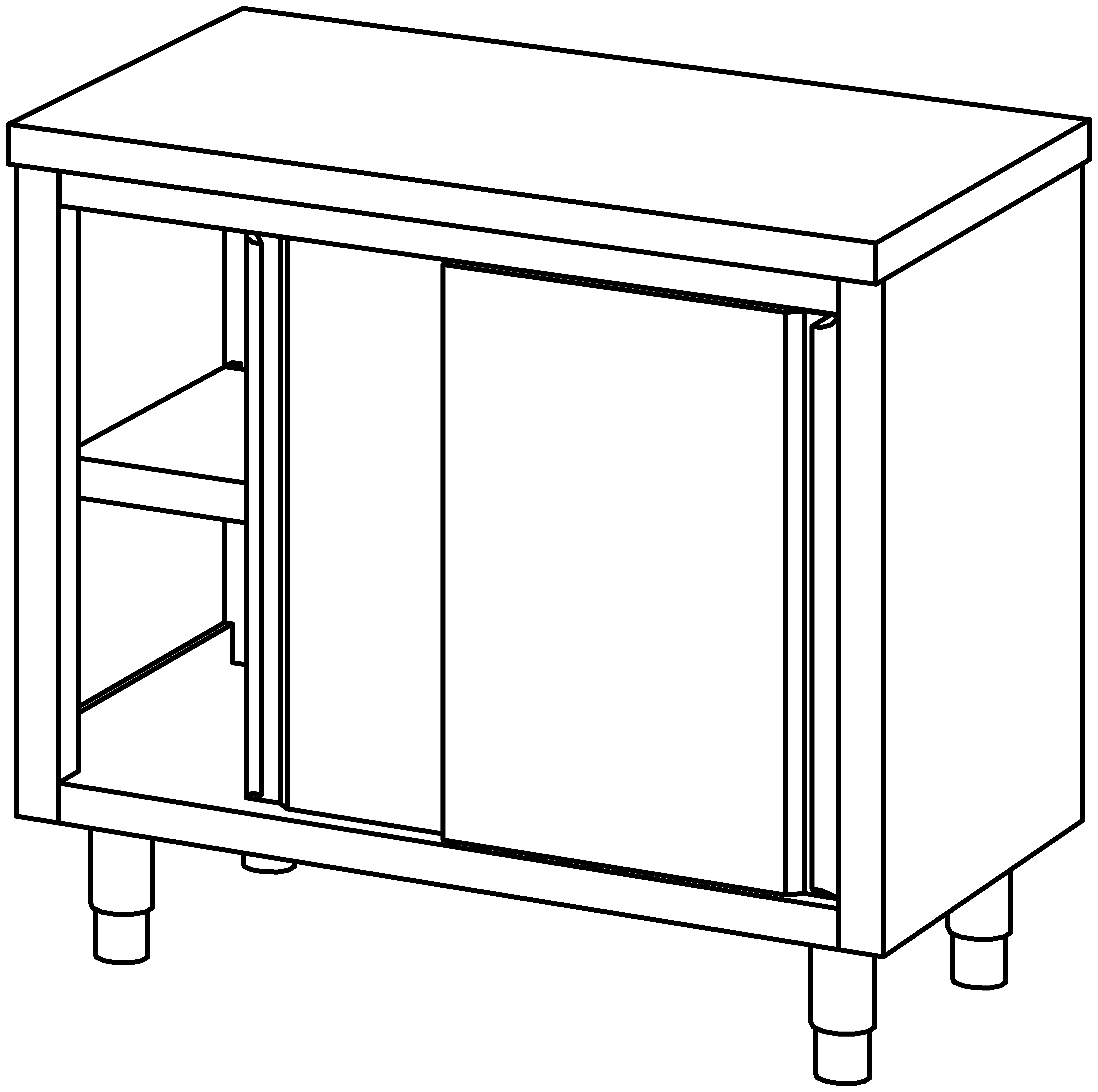 Arbeitsschrank 1000x600, beidseit. S-Tür