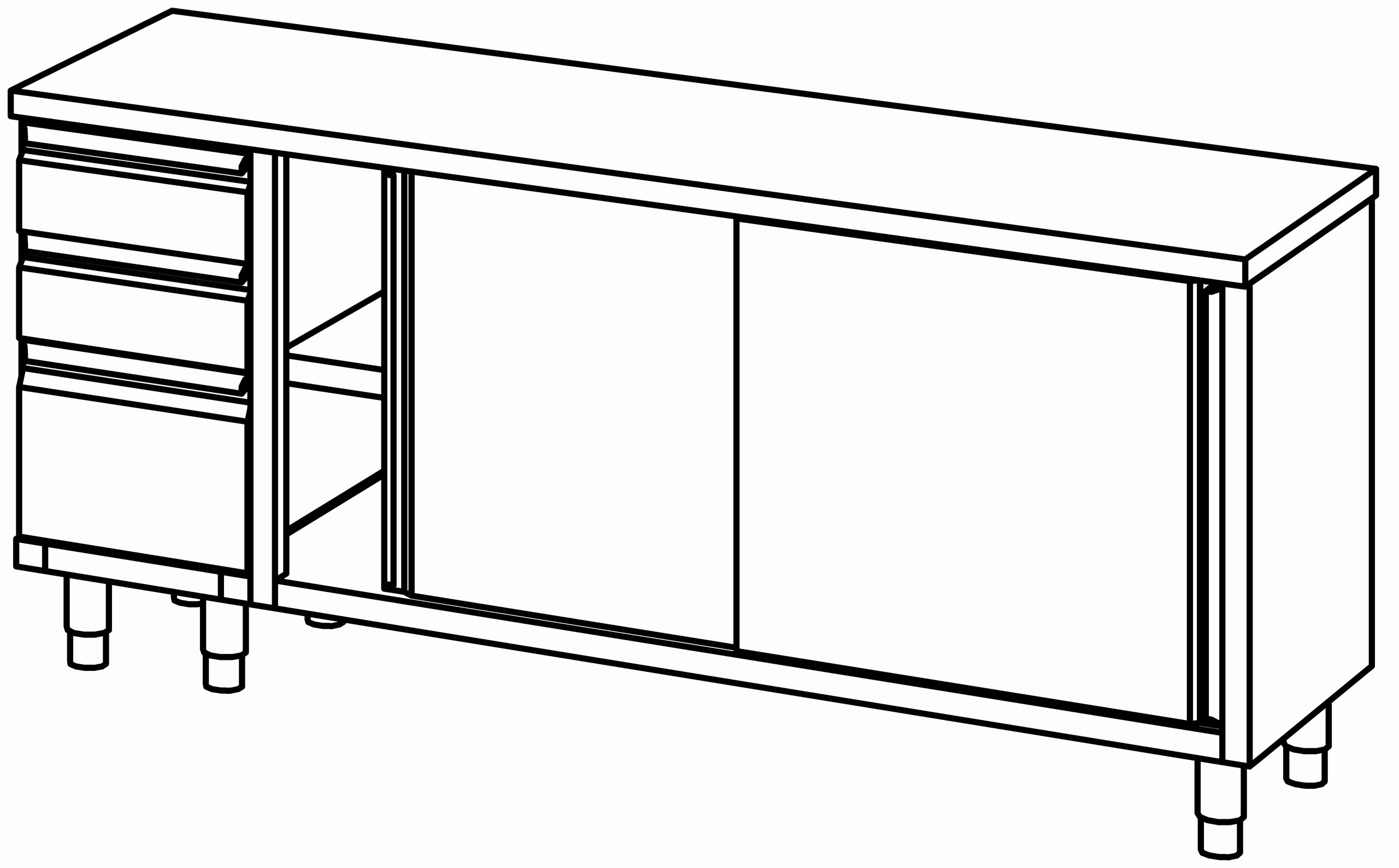 Arbeitsschrank 2000x600, S-Block links