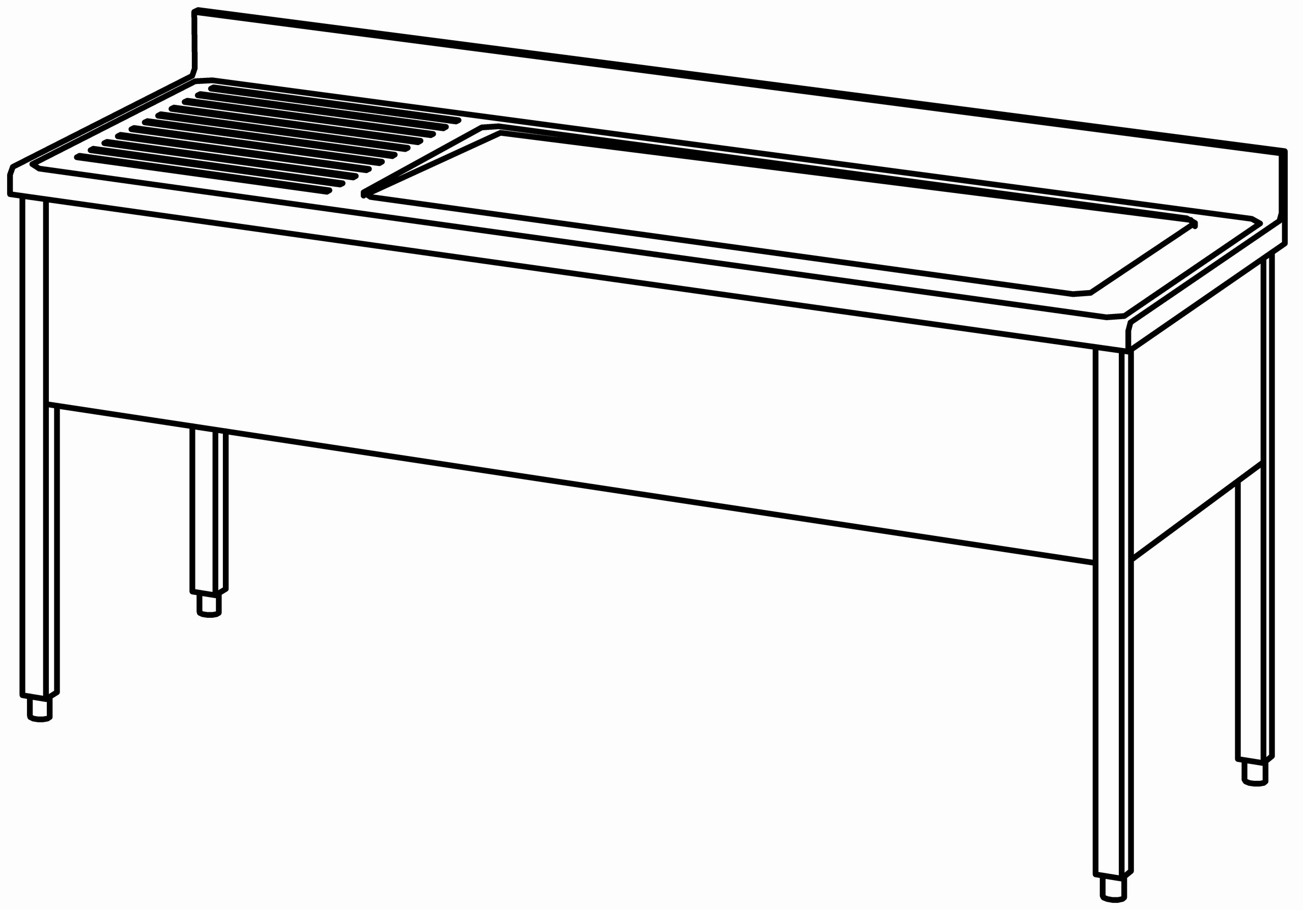 Topfspültisch offen 1800x700, 1 Becken r