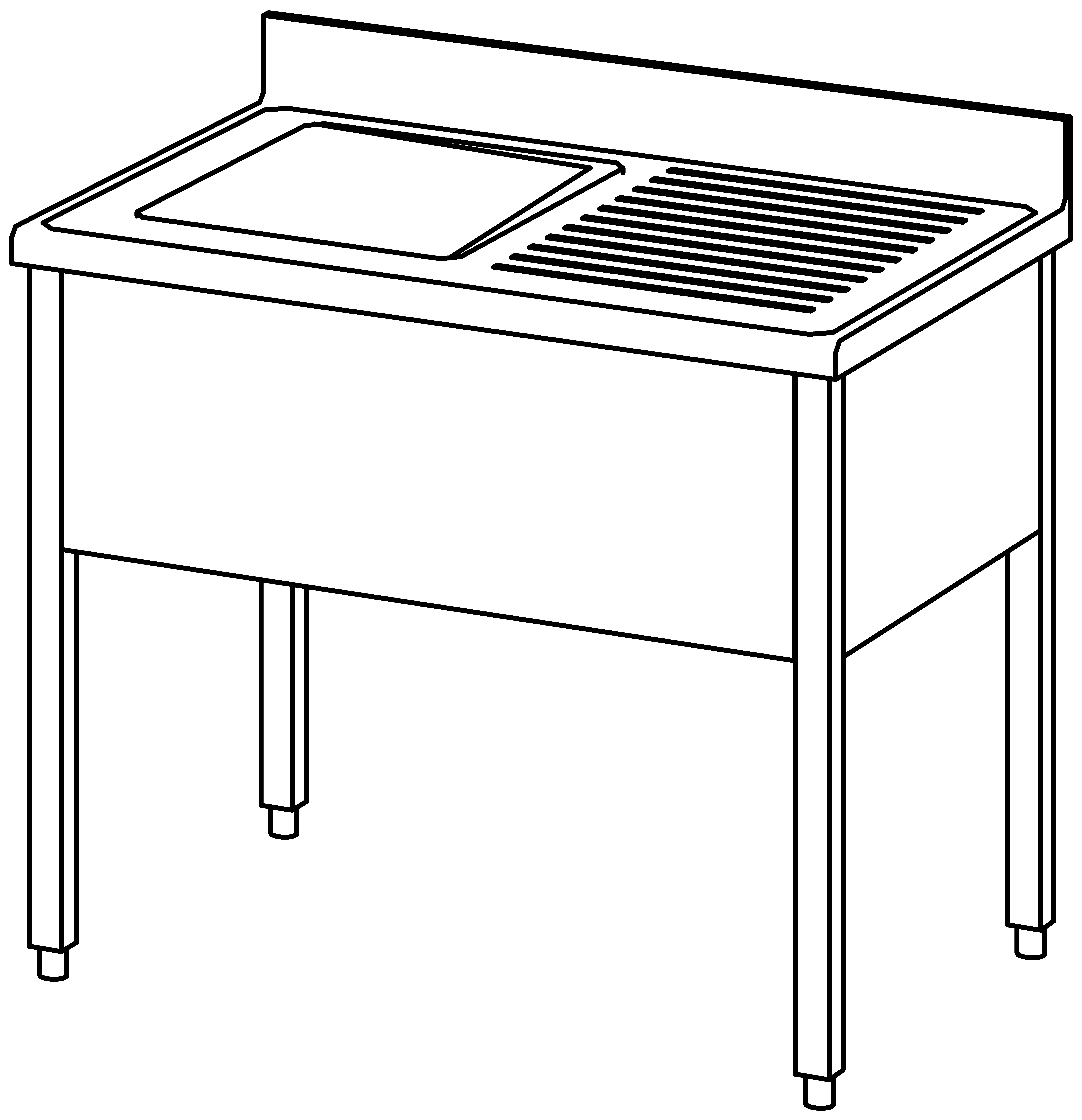 Spültisch offen 1000x700, 1 Becken l