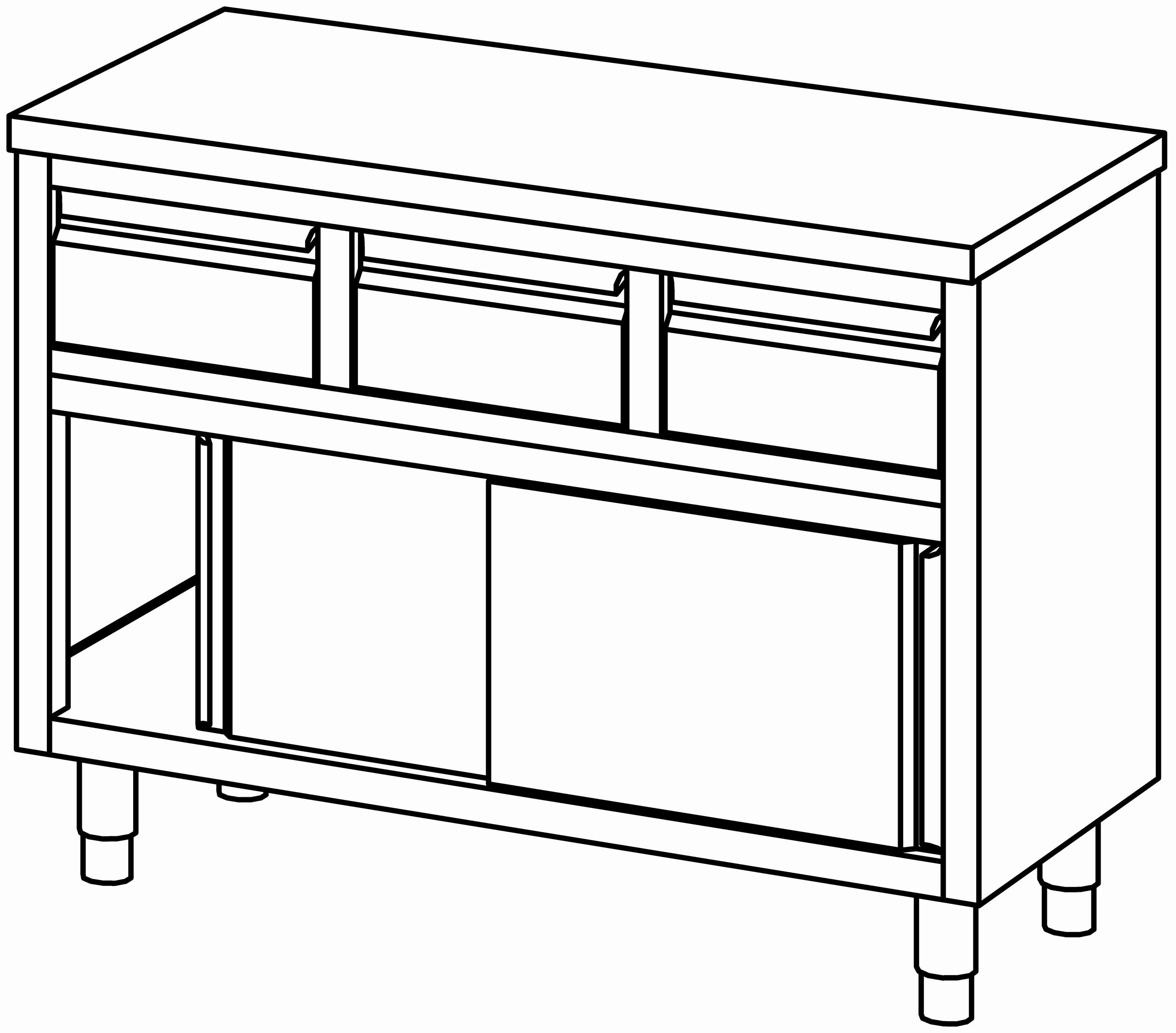 Arbeitsschrank 1200x600, Schublade&S-Tür