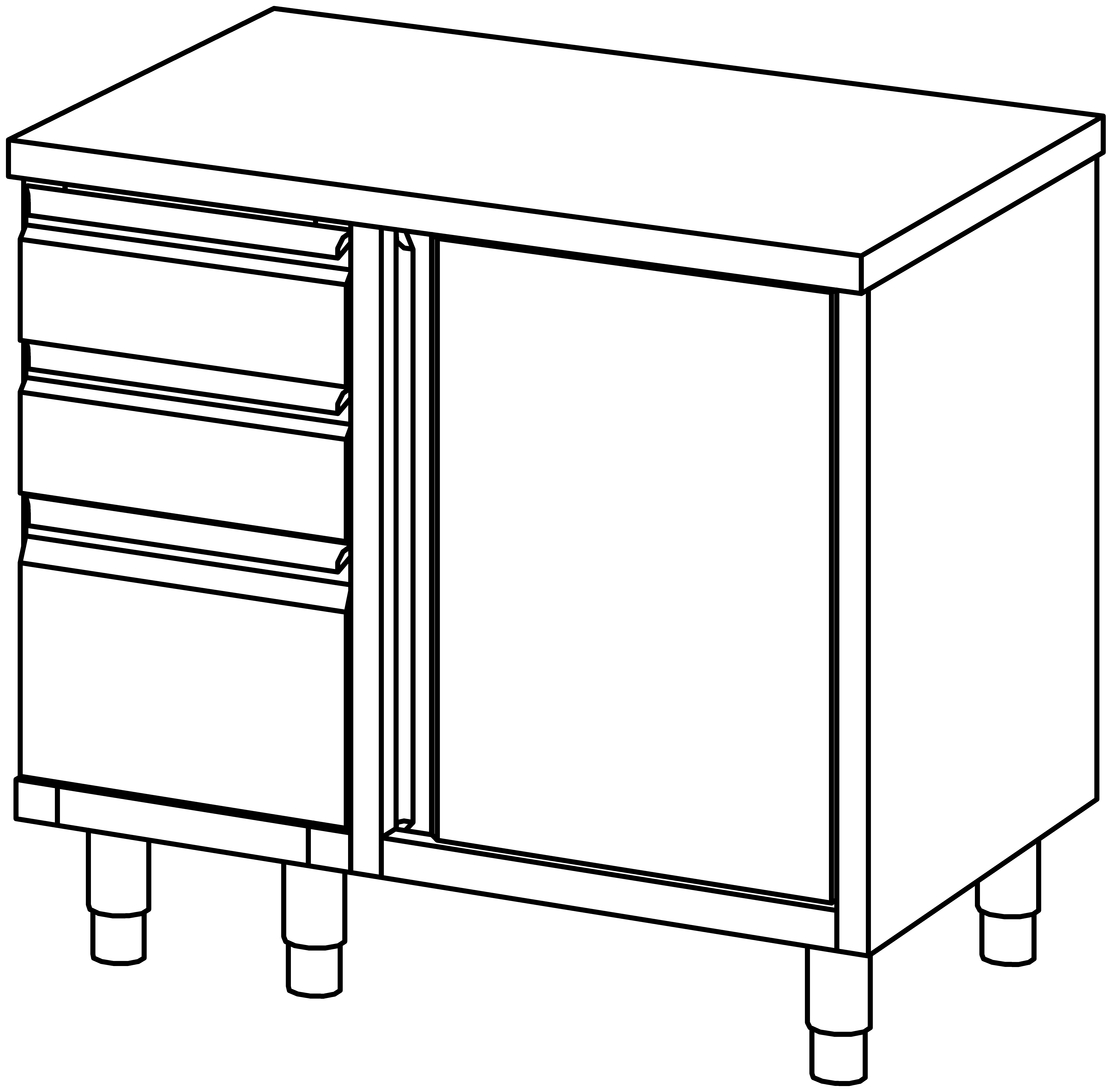 Arbeitsschrank 1000x700, S-Block links