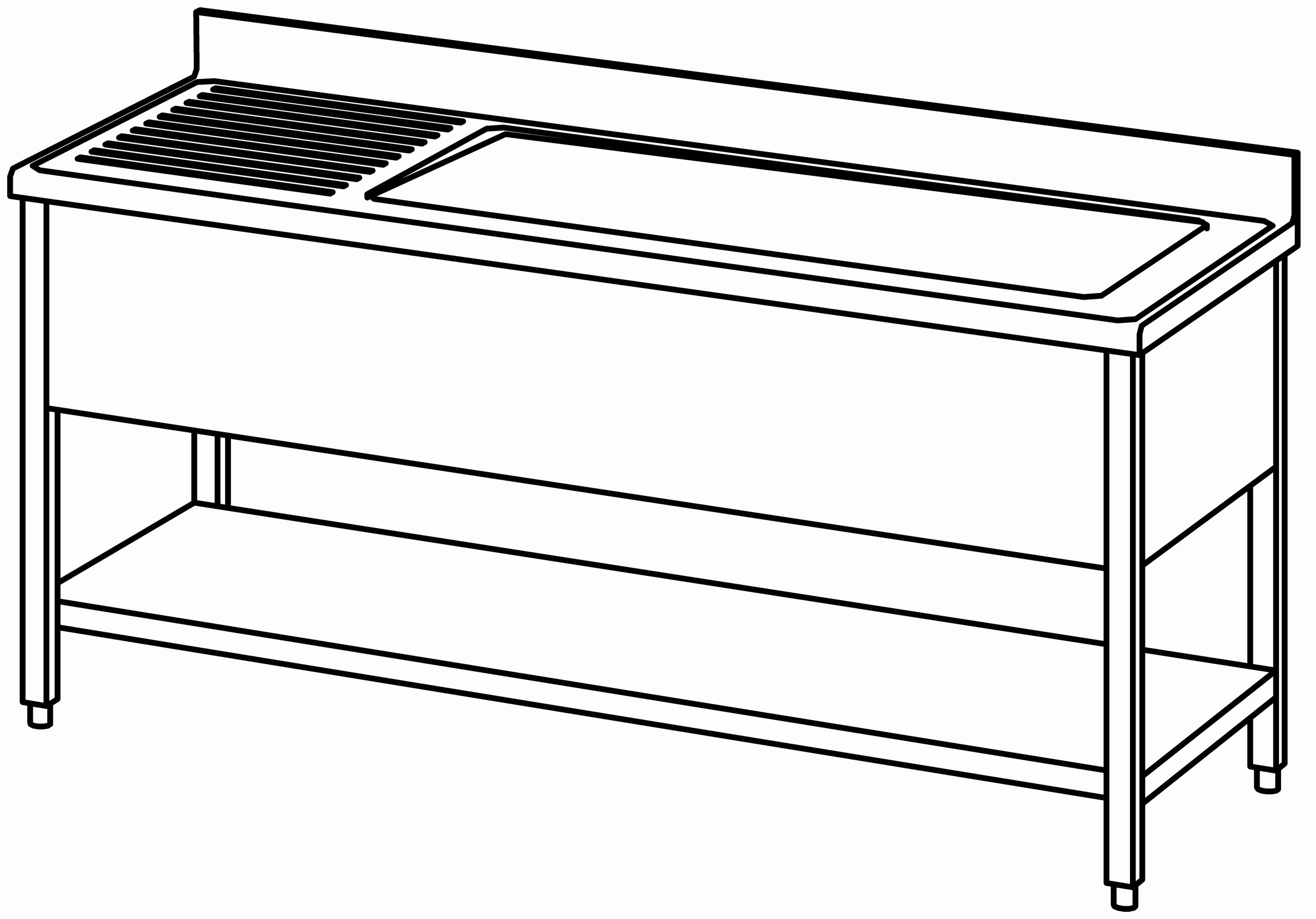 Topfspültisch offen 1800x700, GB, 1 Be r