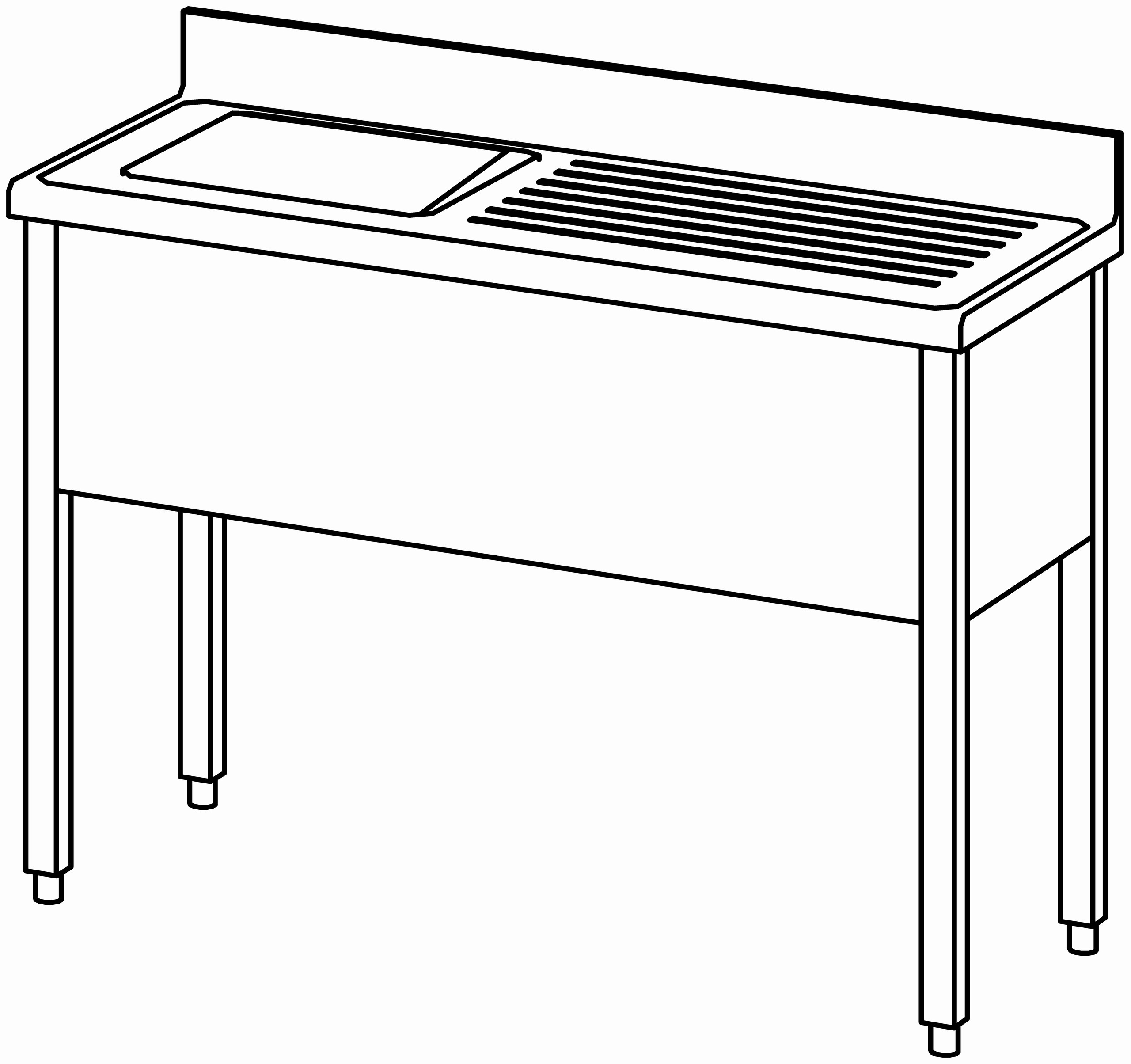 Spültisch offen 1200x500, 1 Becken l
