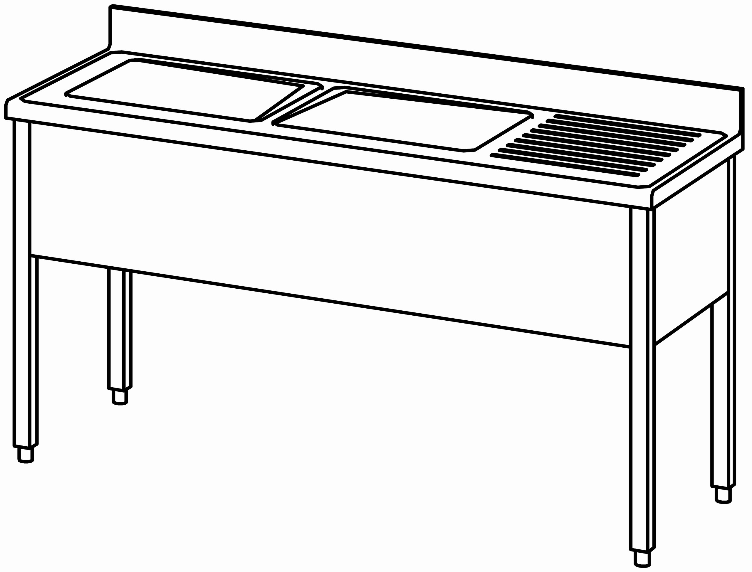 Spültisch offen 1600x600, 2 Becken l
