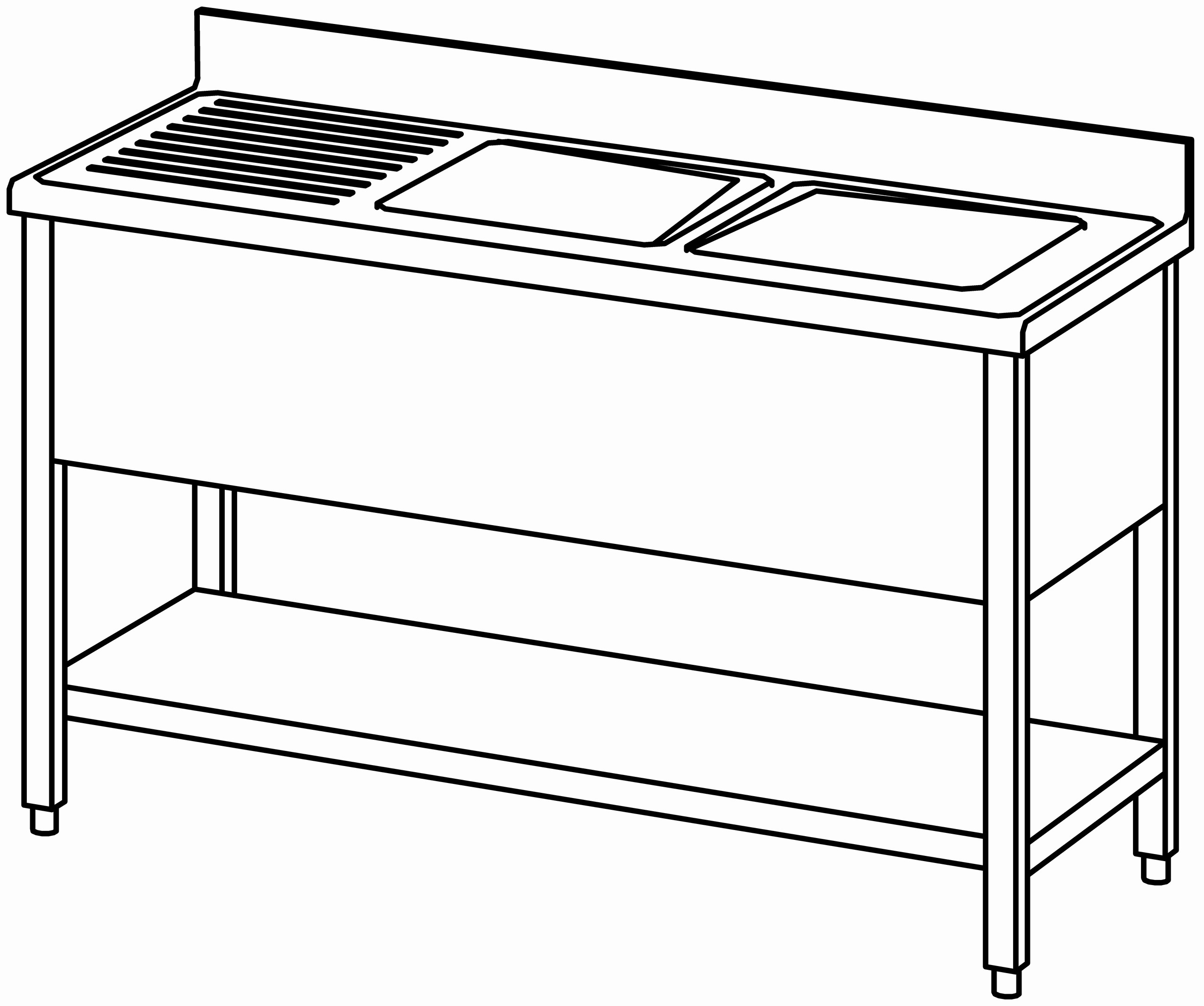 Spültisch offen 1400x600, GB, 2 Becken r