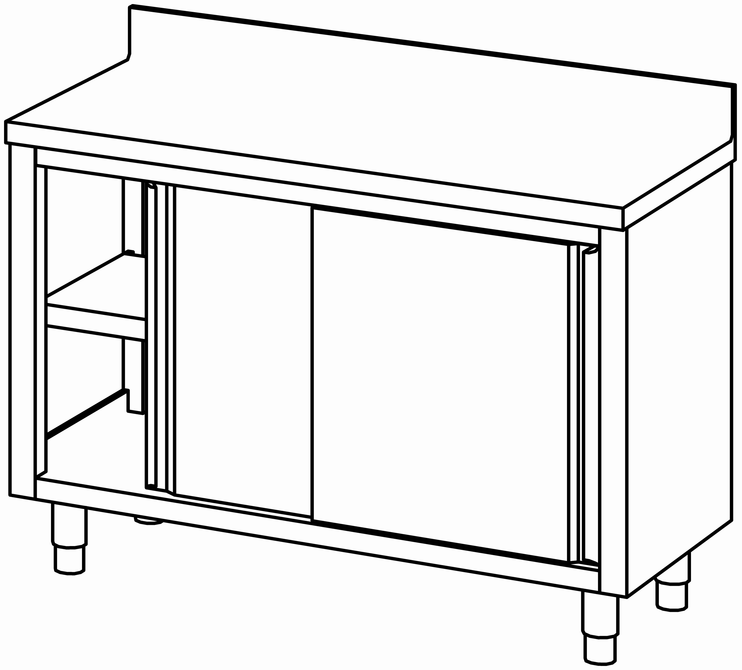 Arbeitsschrank 1300x600, S-Tür, mit AK