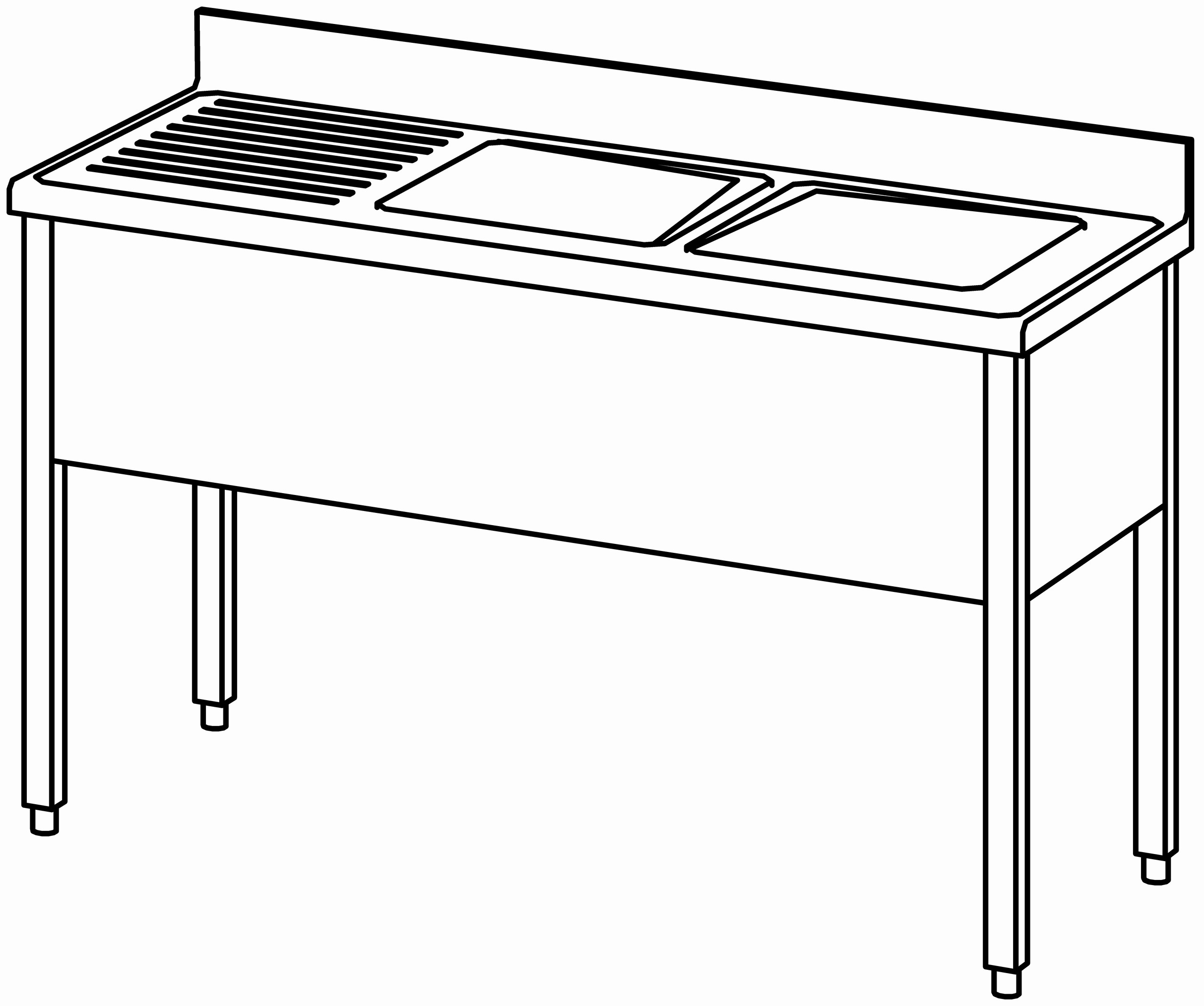 Spültisch offen 1400x600, 2 Becken r