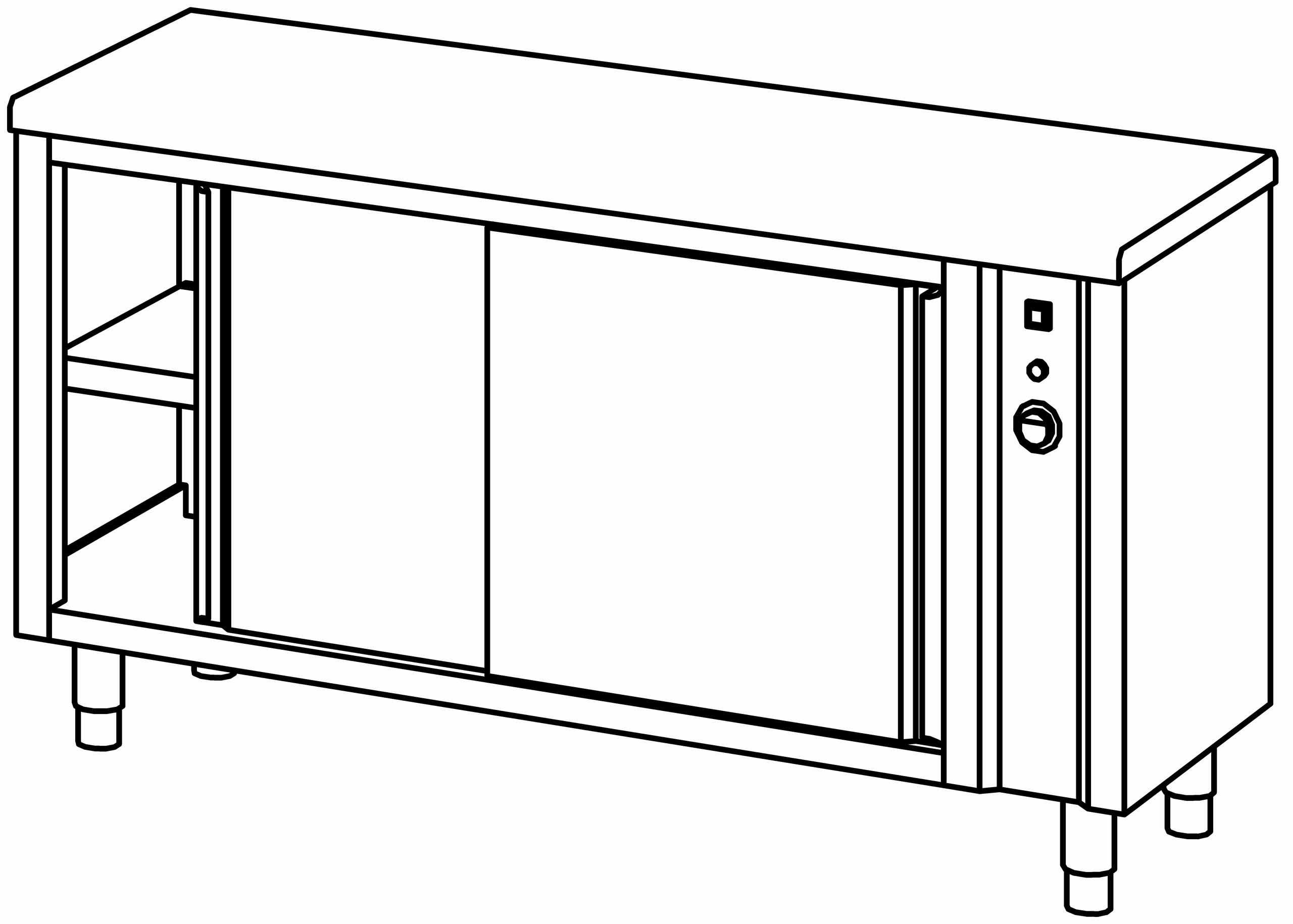 Wärmeschrank 1600x600, beidseitig S-Tür