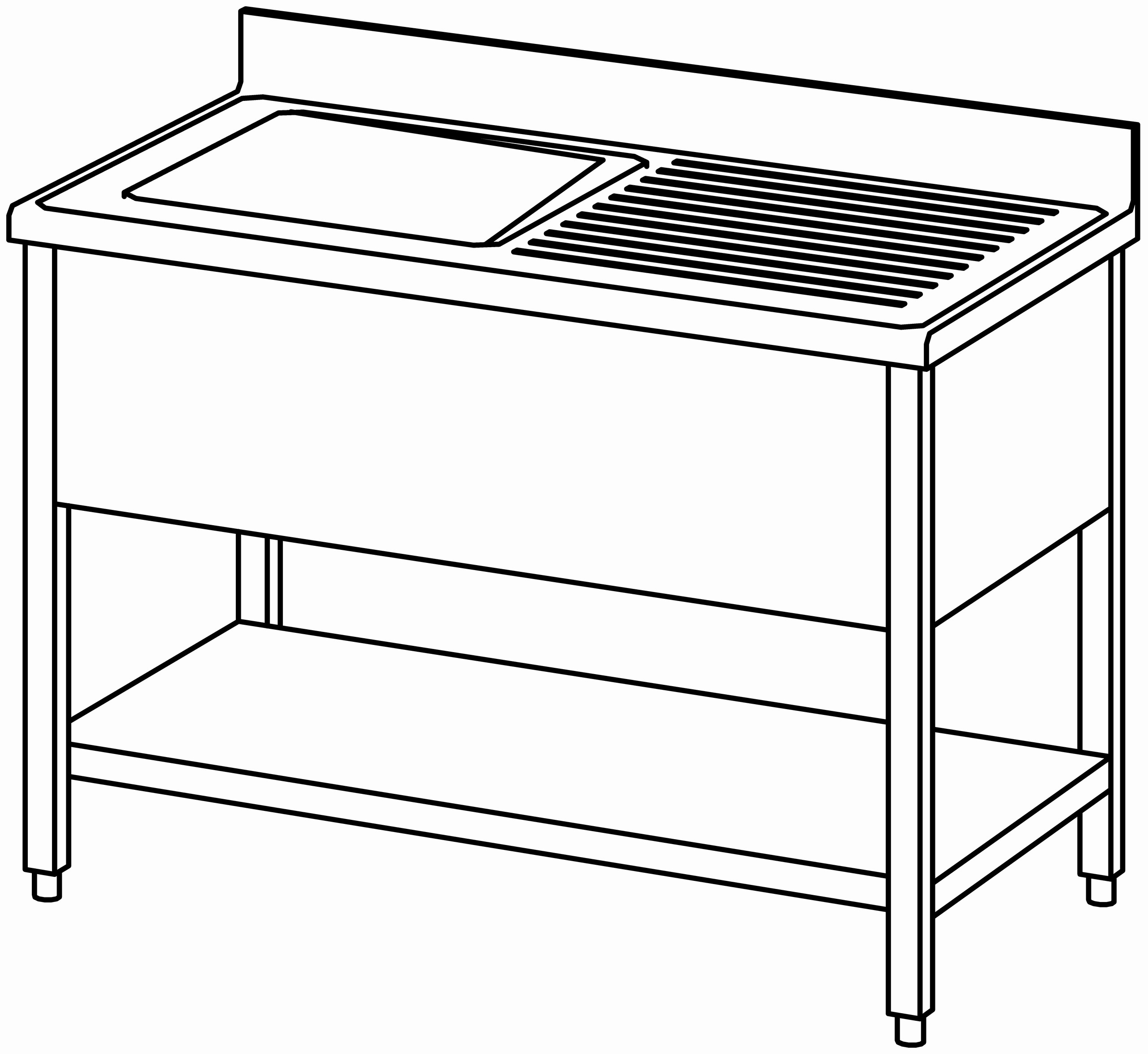 Spültisch offen 1200x700, GB, 1 Becken l