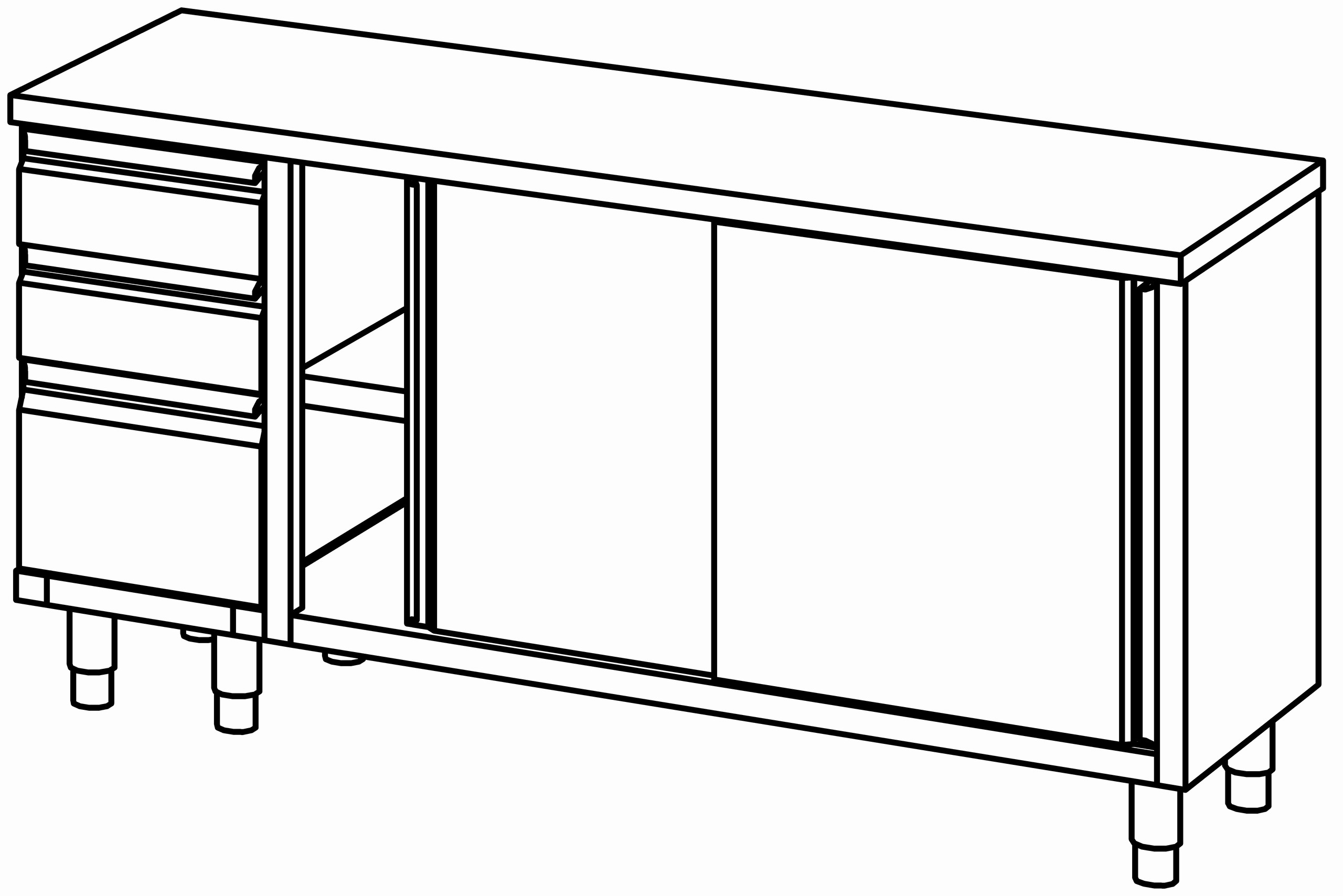 Arbeitsschrank 1800x600, S-Block links