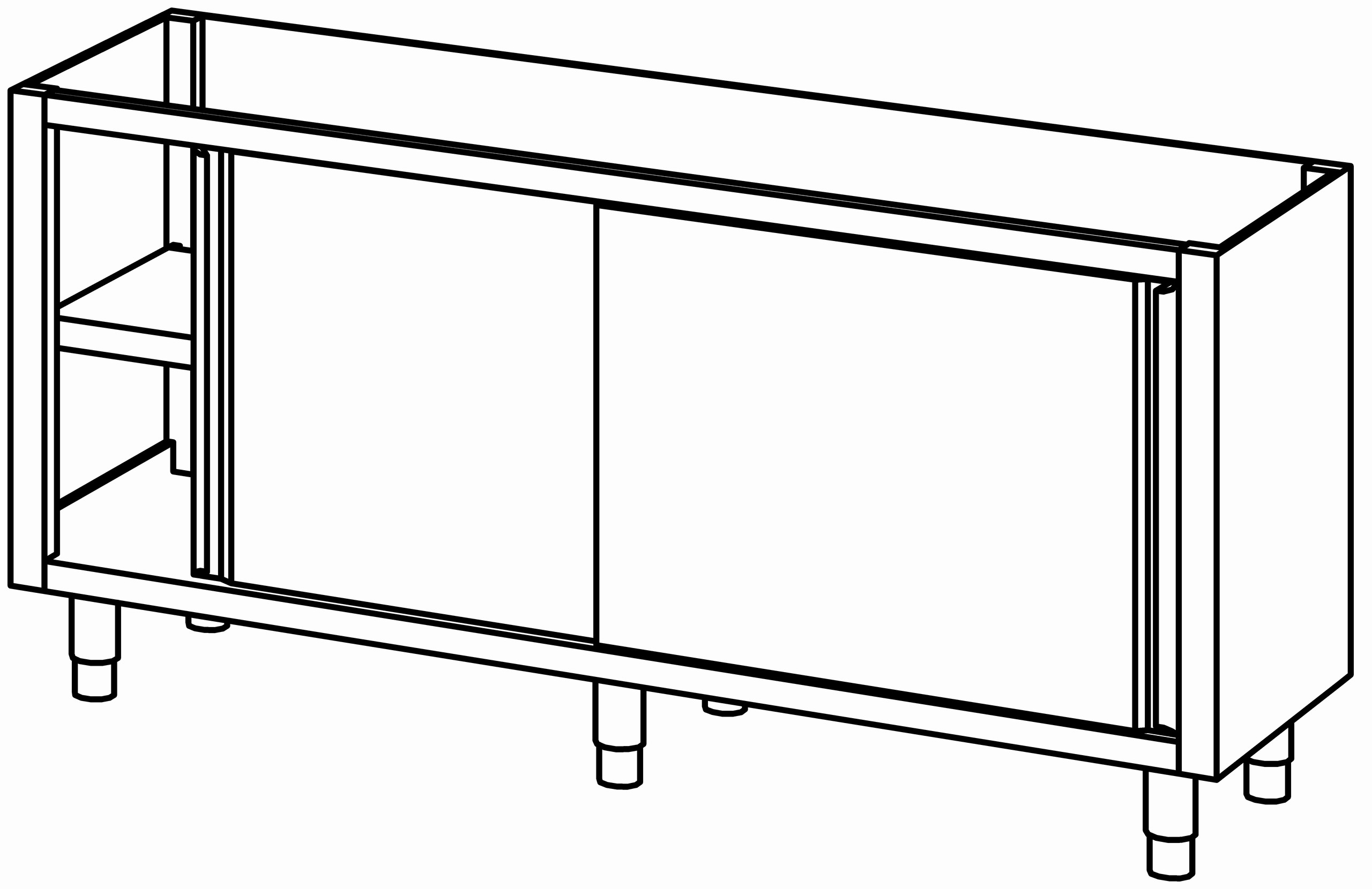Schrankunterbau mit Schiebetür 1800x580
