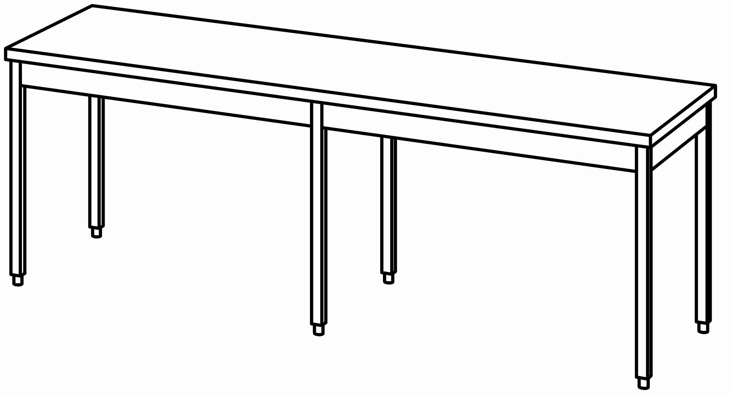 Arbeitstisch 2500x800, ohne Aufkantung