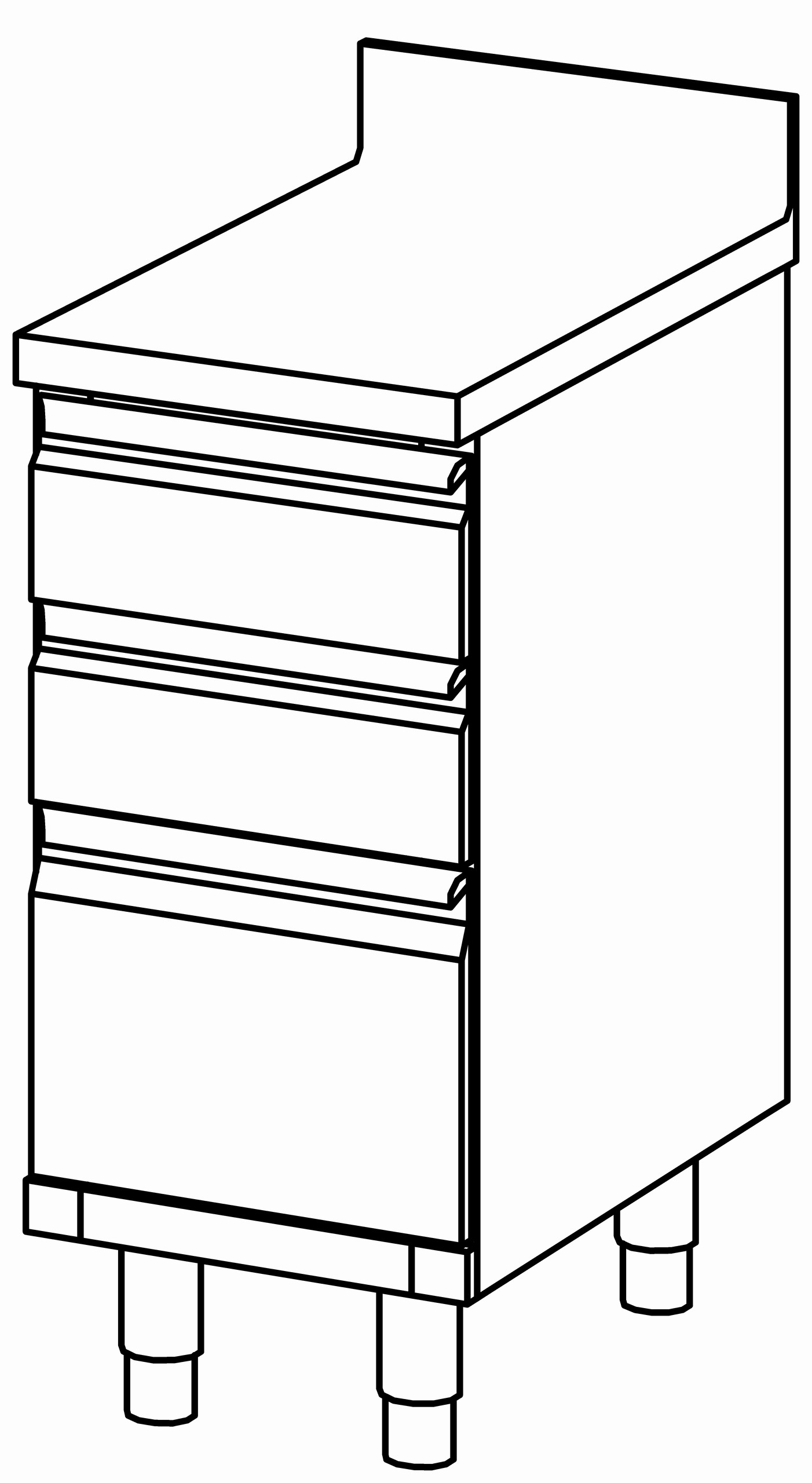 3er-Schubladenblock 400x700, mit Aufk.