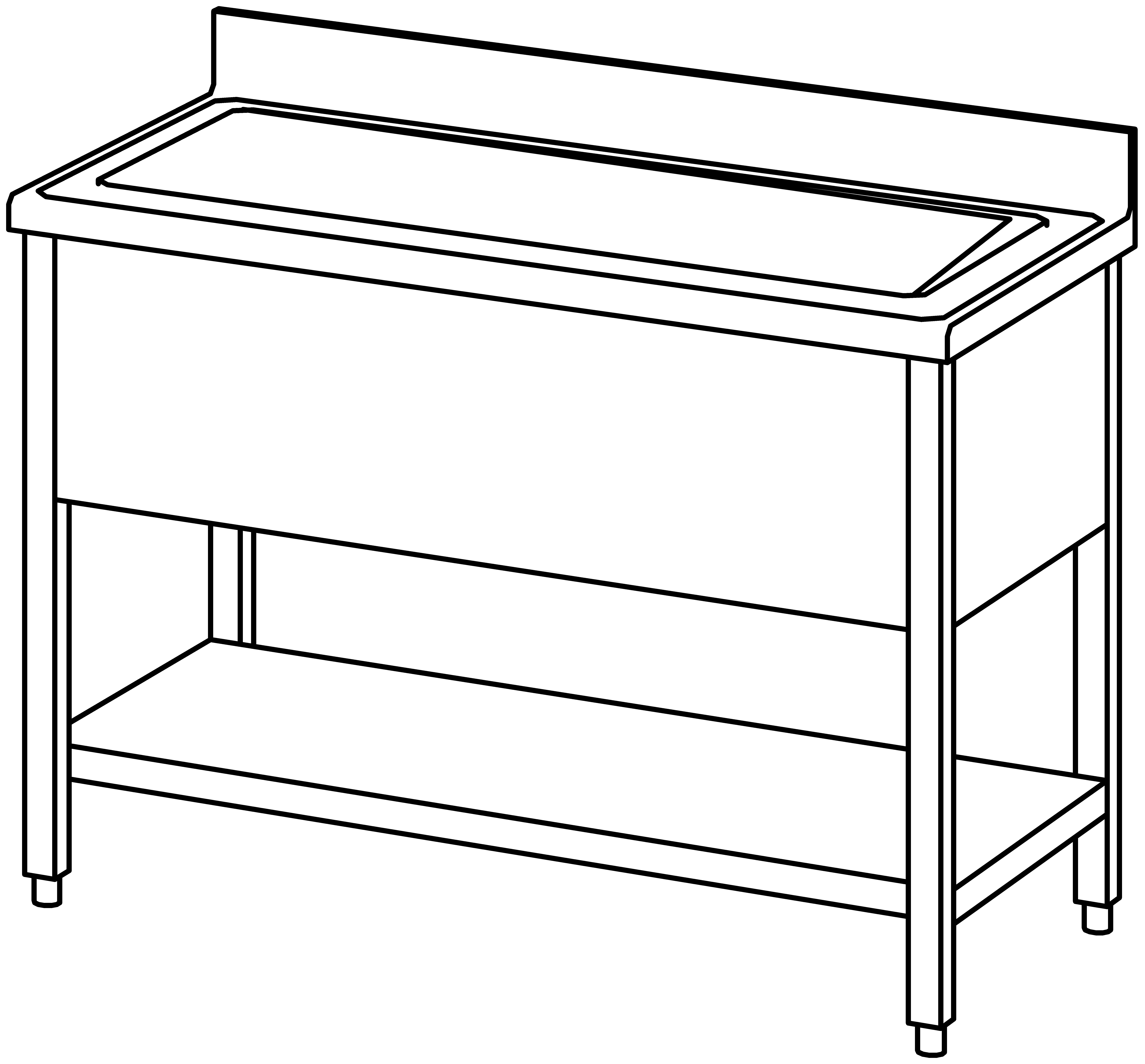Topfspültisch offen 1200x600, GB, 1 Be.