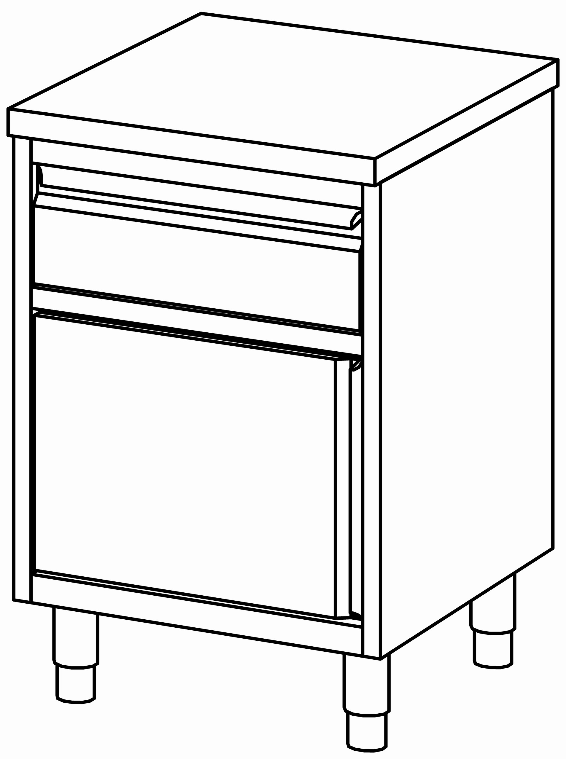 Arbeitsschrank 600x700, Schublade&F-Tür