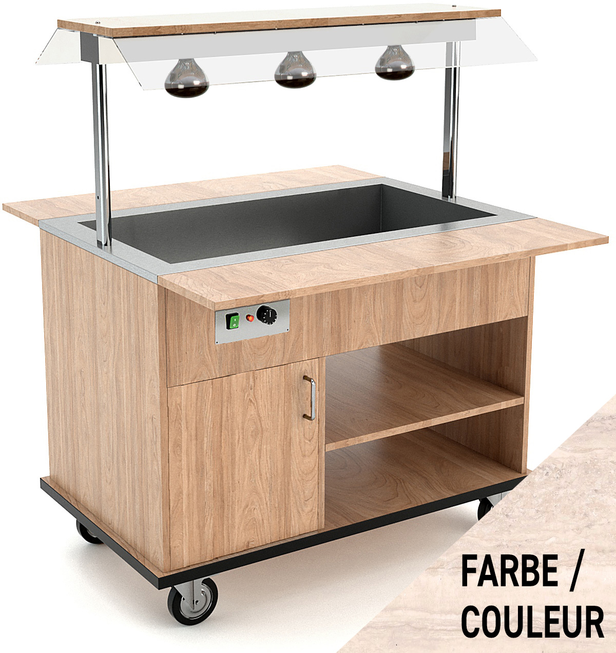 Buffetwagen warm 3xGN 1/1, WL, Travertin