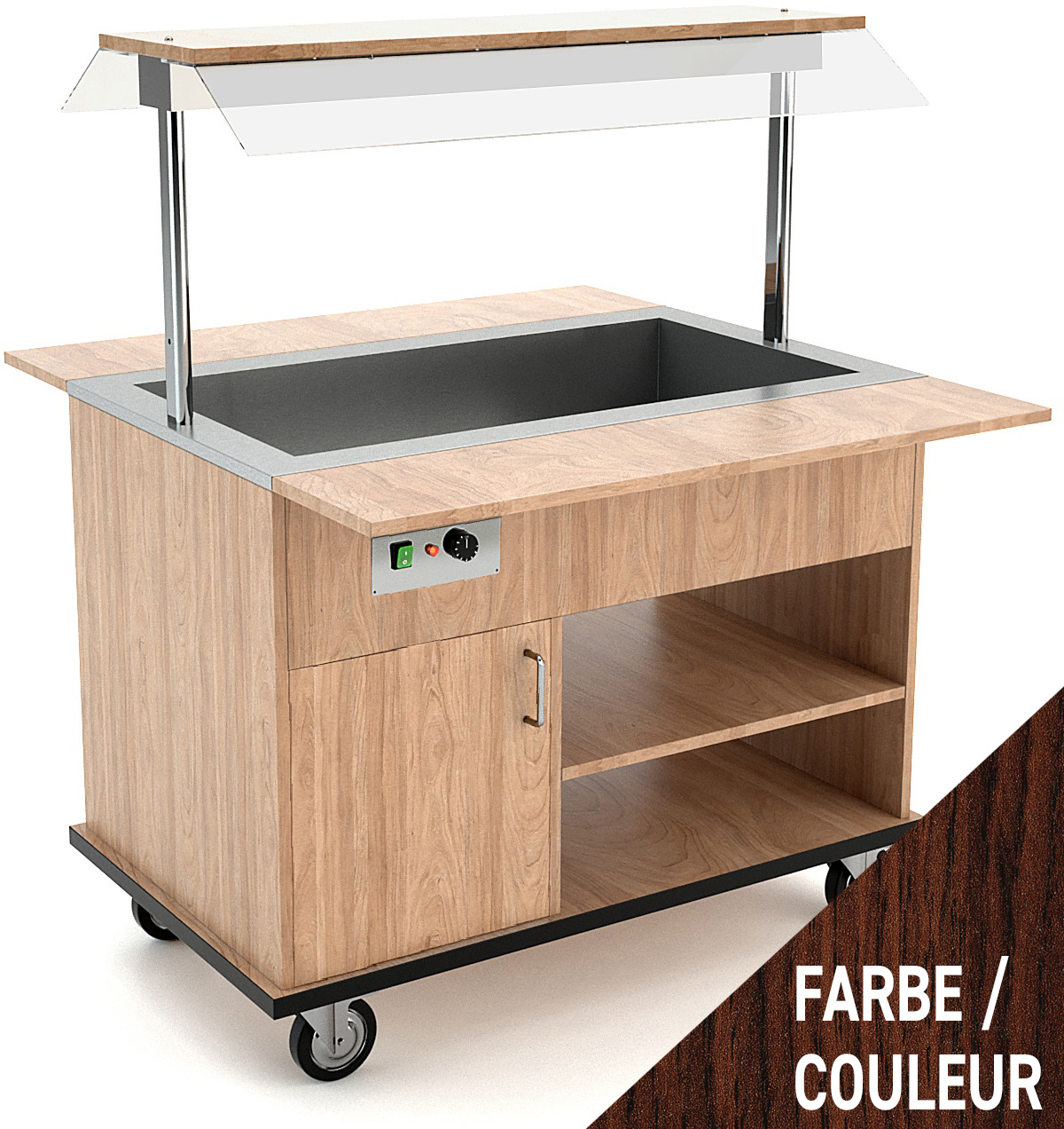 Buffetwagen warm, 3x GN 1/1, Wenge