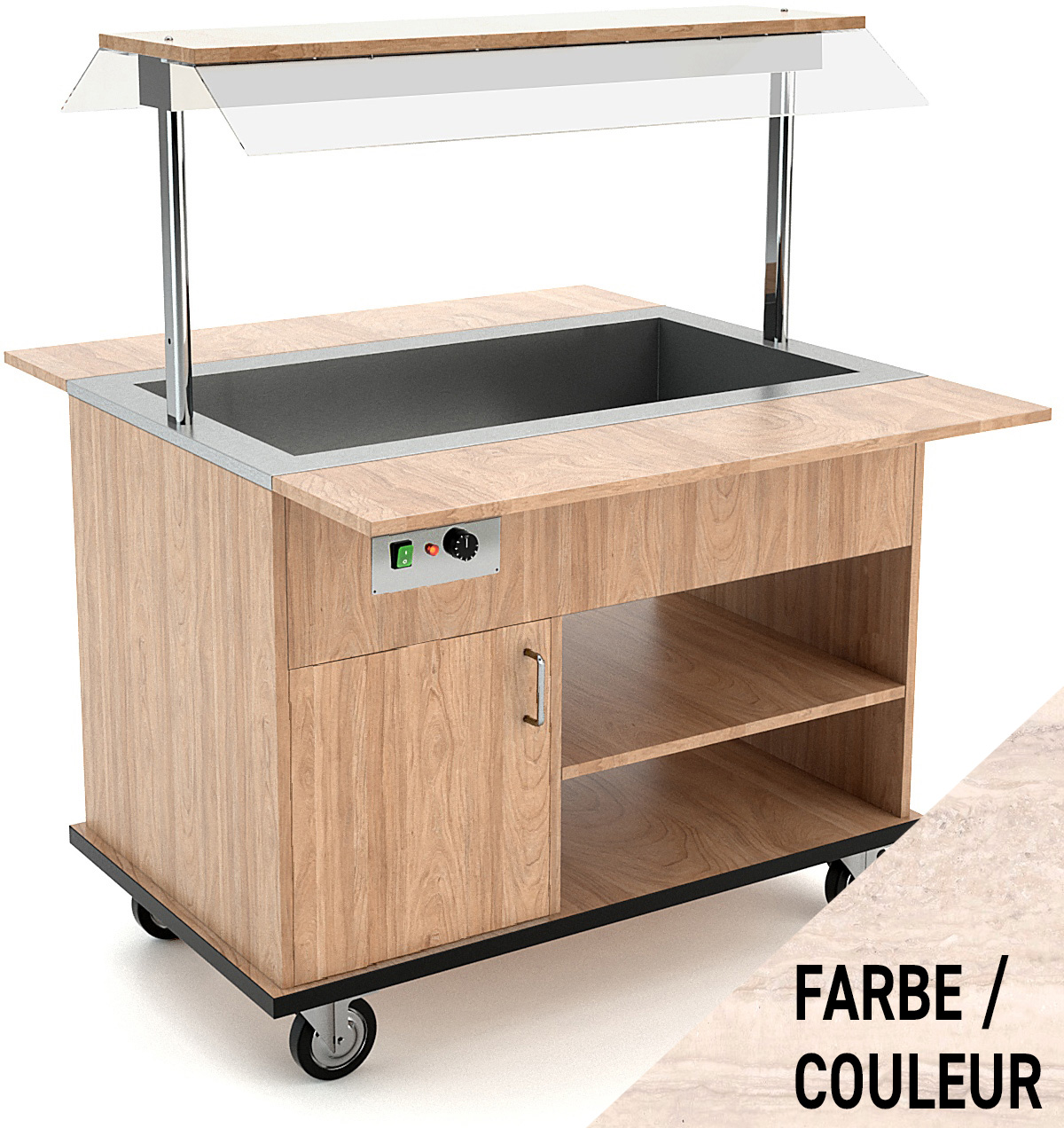 Buffetwagen warm, 3x GN 1/1, Travertin