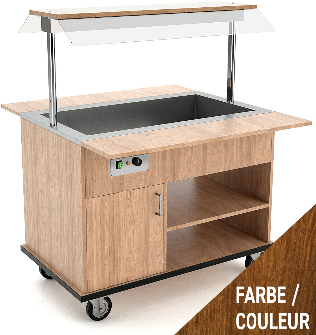 Buffetwagen warm, 3x GN 1/1, Walnuss