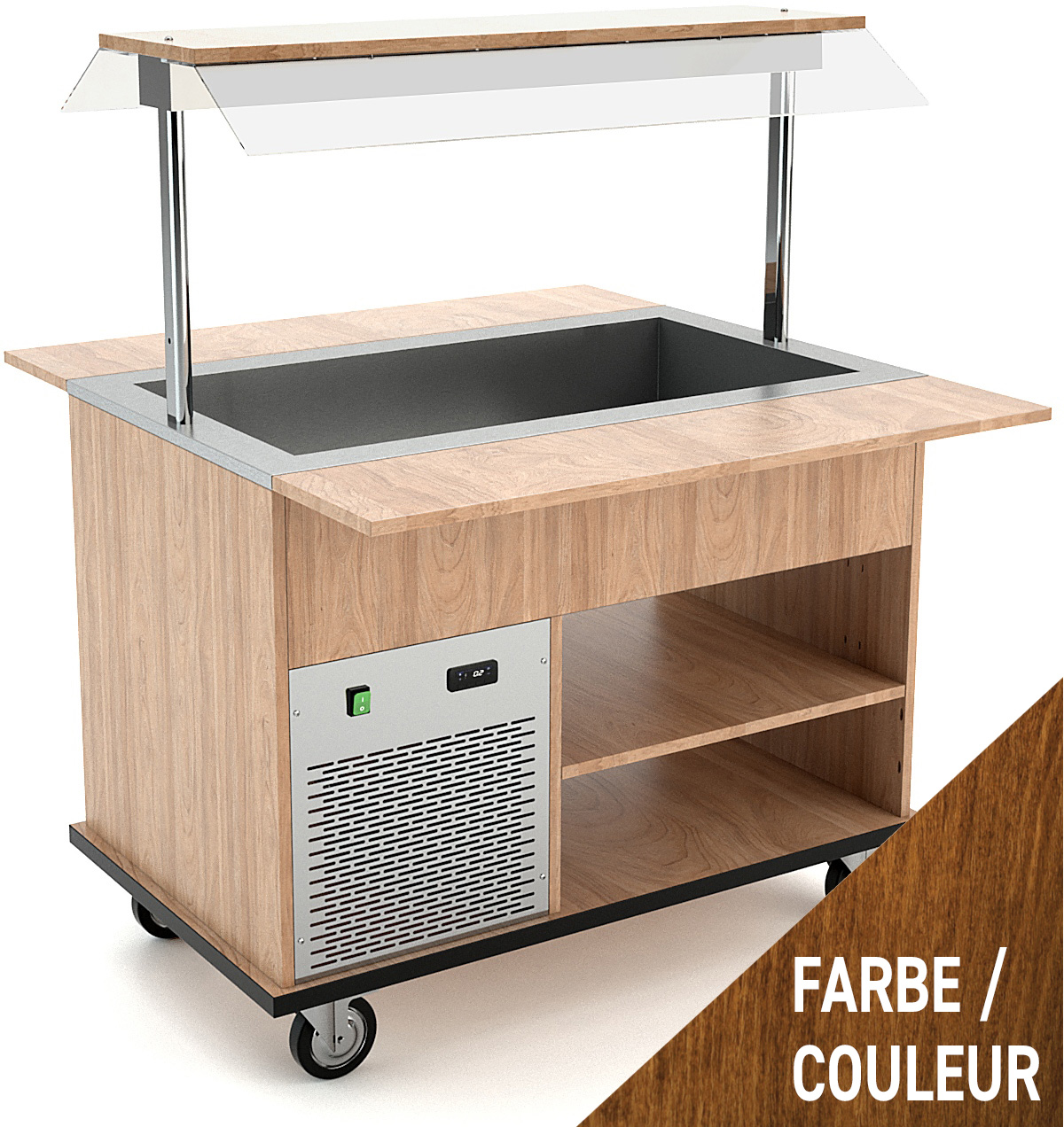 Buffetwagen kalt, 3x GN 1/1, Walnuss