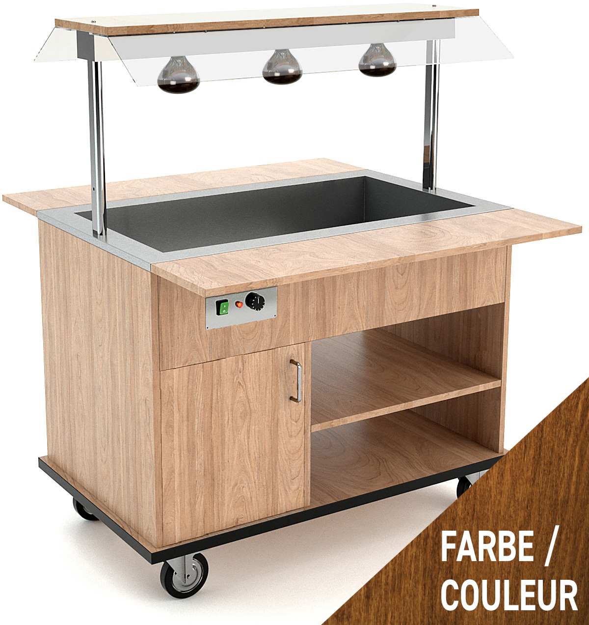 Buffetwagen warm 3x GN 1/1, WL, Walnuss