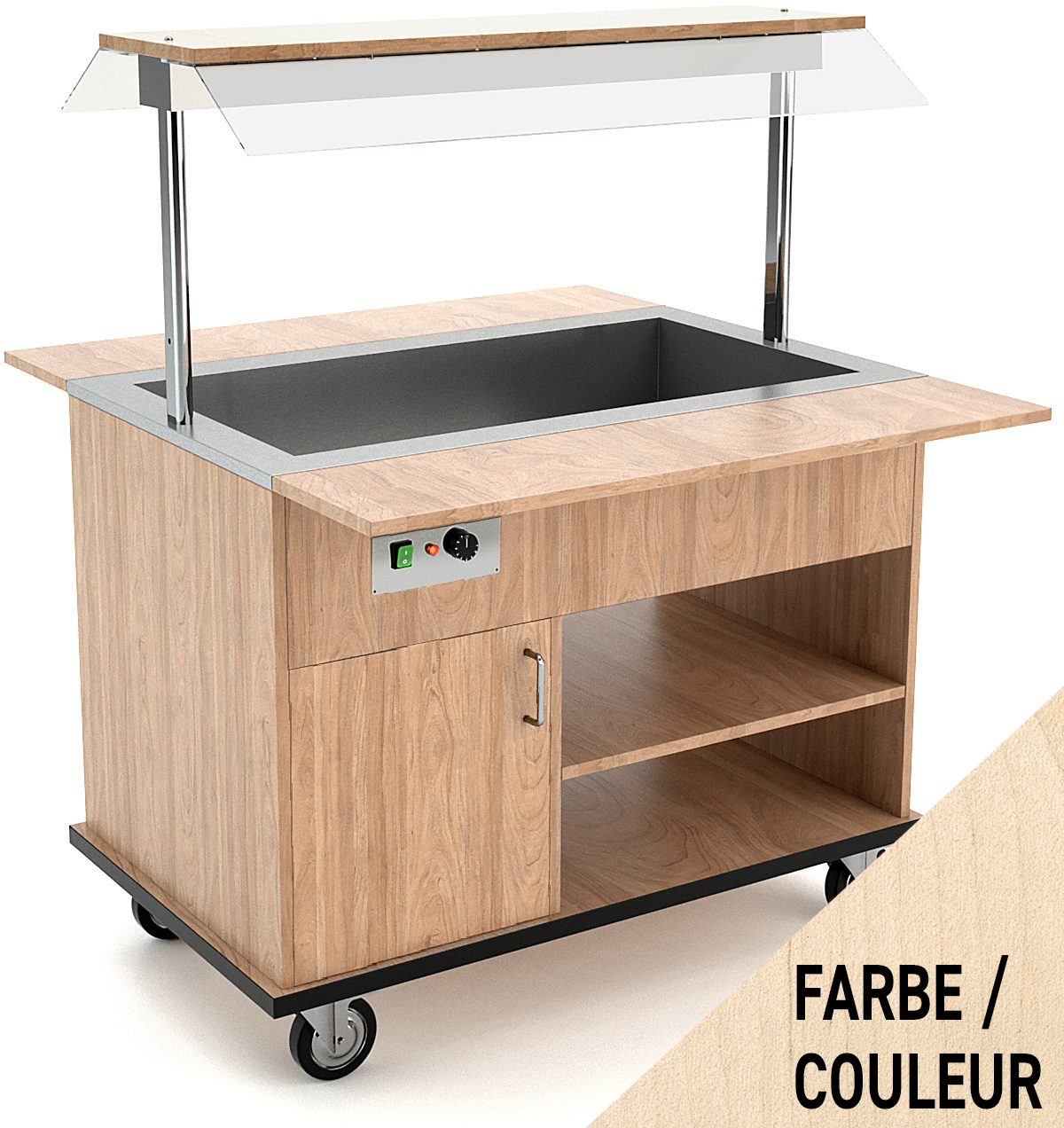 Buffetwagen warm, 3x GN 1/1, Birke