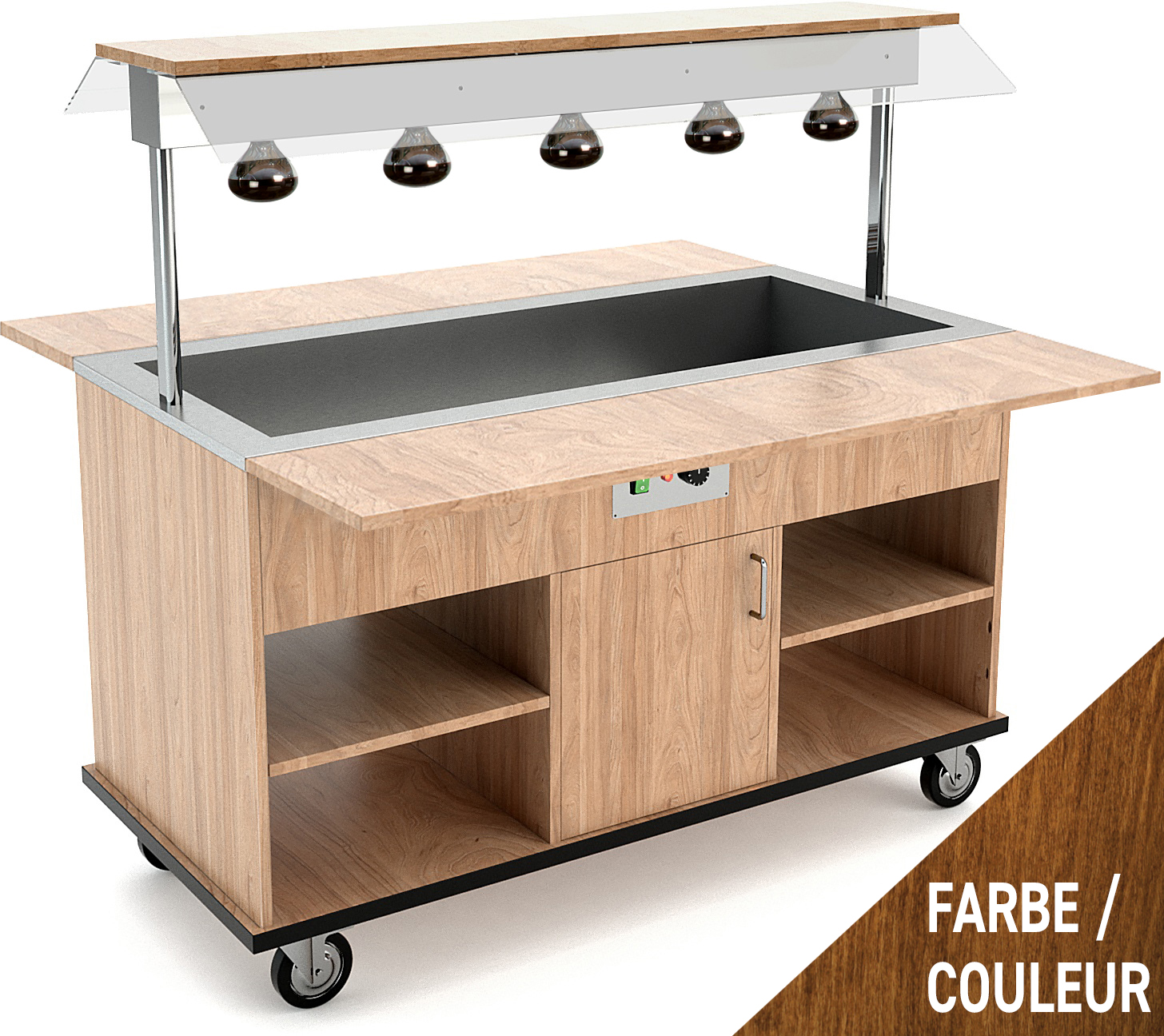 Buffetwagen warm 6x GN 1/1, WL, Walnuss