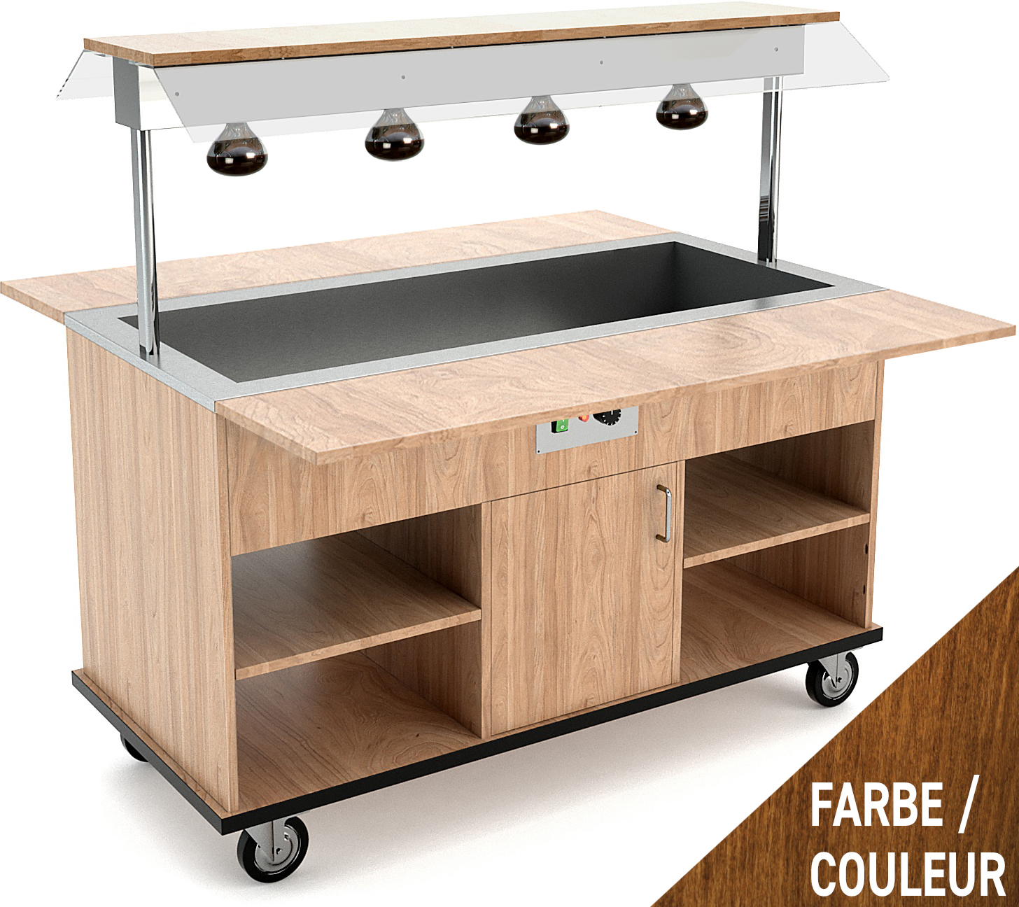 Buffetwagen warm 4x GN 1/1, WL, Walnuss