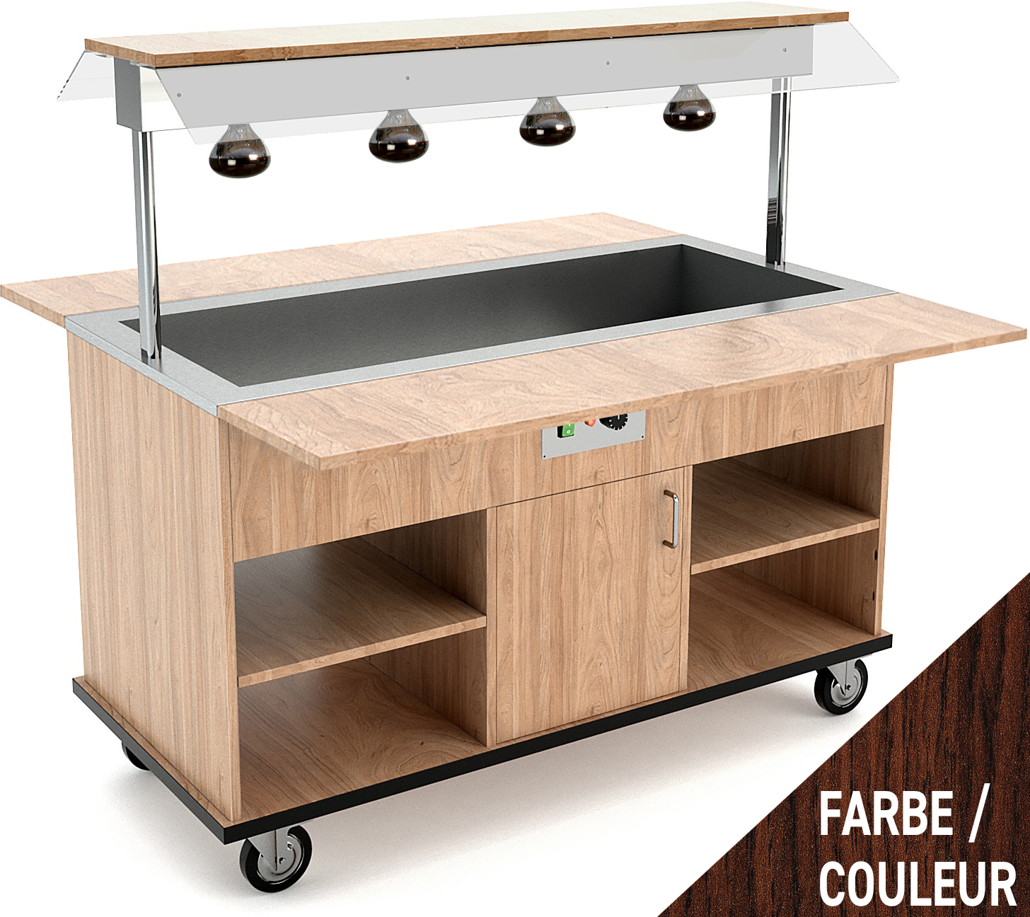 Buffetwagen warm 4x GN 1/1, WL, Wenge