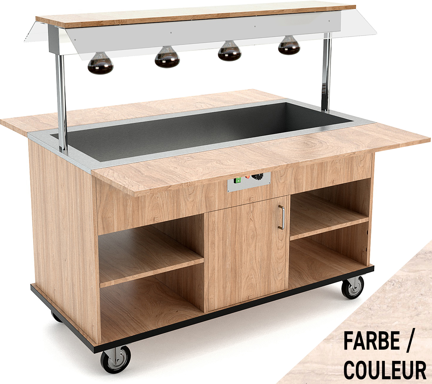 Buffetwagen warm 4xGN 1/1, WL, Travertin
