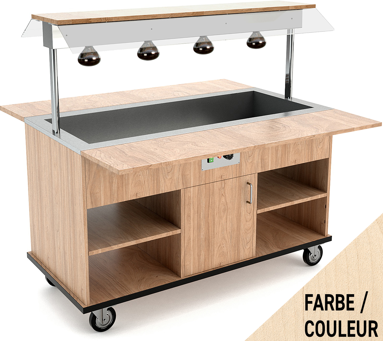 Buffetwagen warm 4x GN 1/1, WL, Birke
